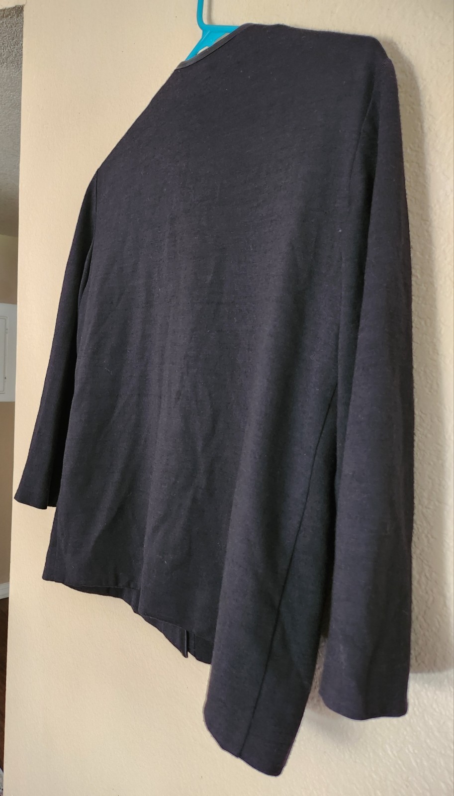 Vintage Gino Paoli Sweater Beaded Black Wool Button Up Knit 3/4 Sleeve Lined
