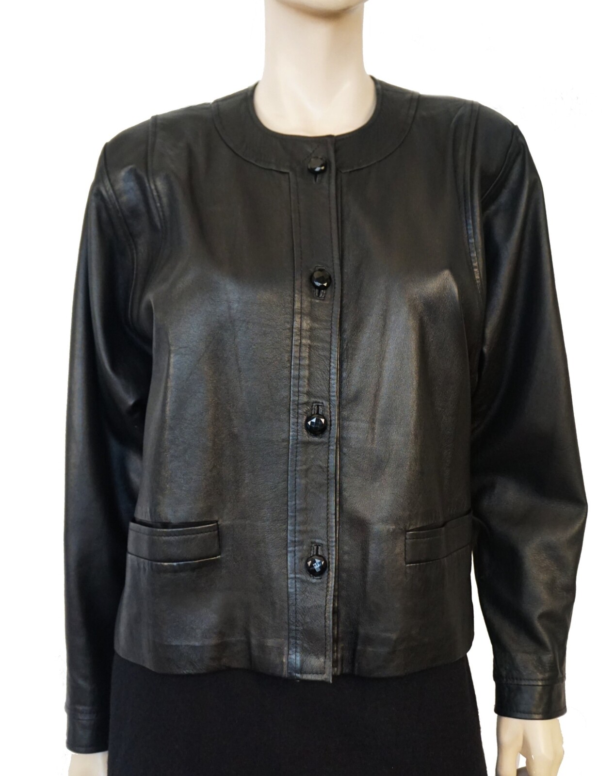 Vintage 80s PARRI’s Dolman Sleeve Black Leather Jacket 46 US 10