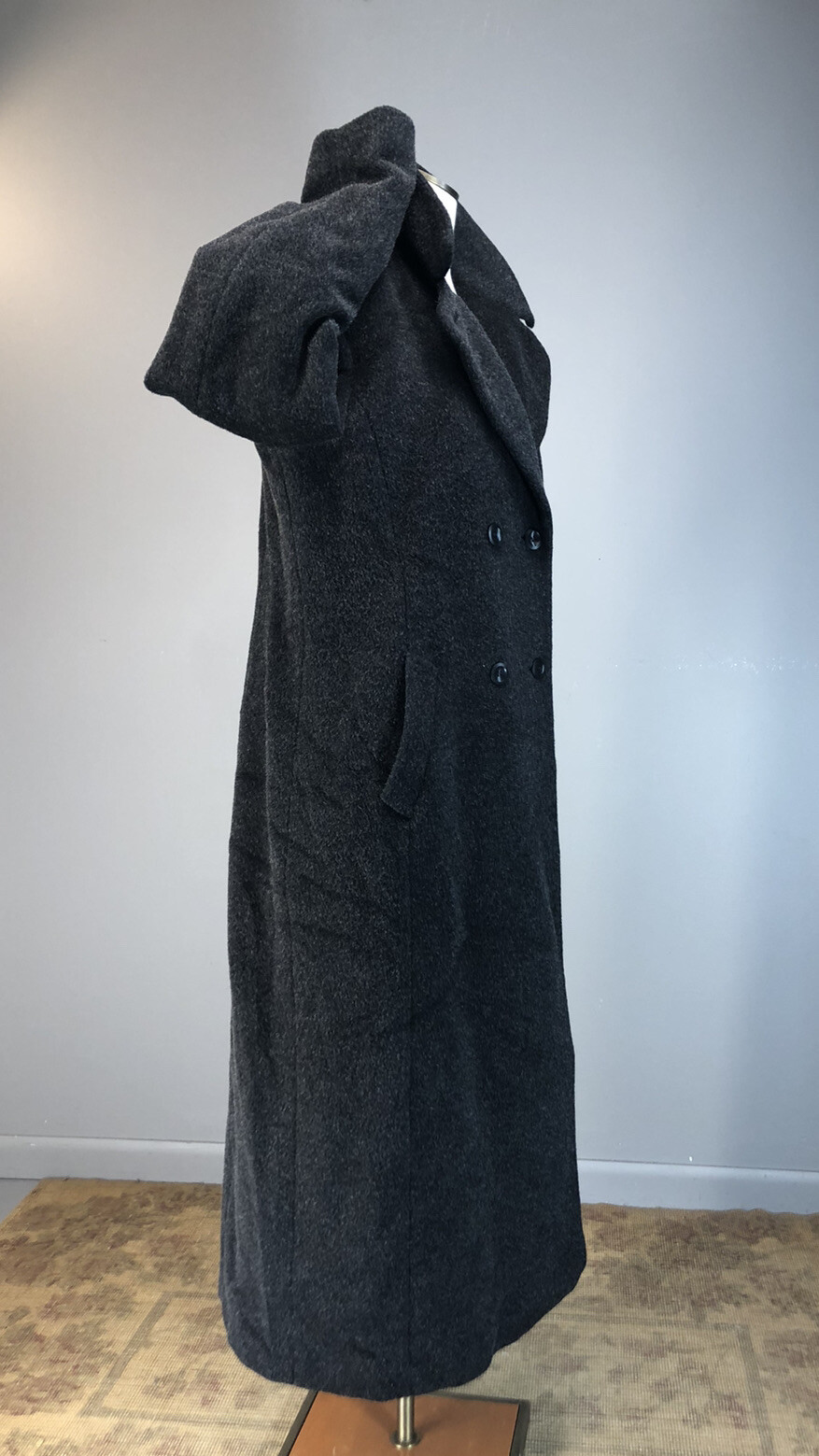 Vintage 90s Coat Wool Mohair Salt Pepper Heather Long Opera Anne Klein 14 L nwot