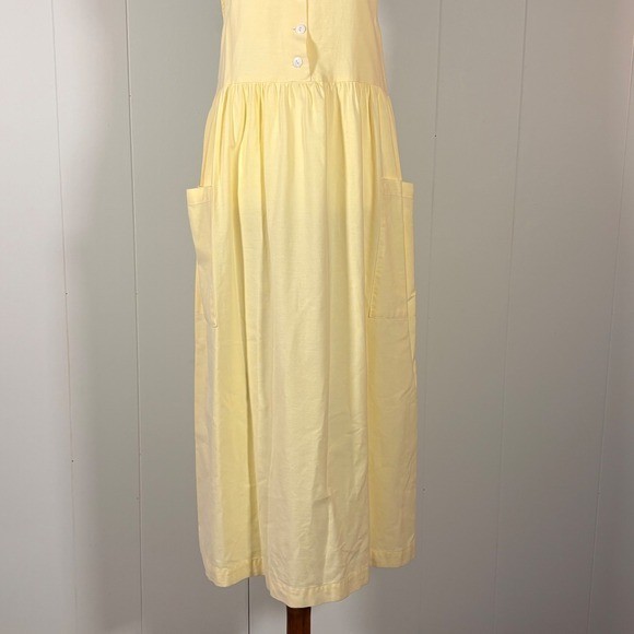 Vintage 100% Cotton Butter Yellow Dress Women’s S Sleeveless Cottagecore Prairie