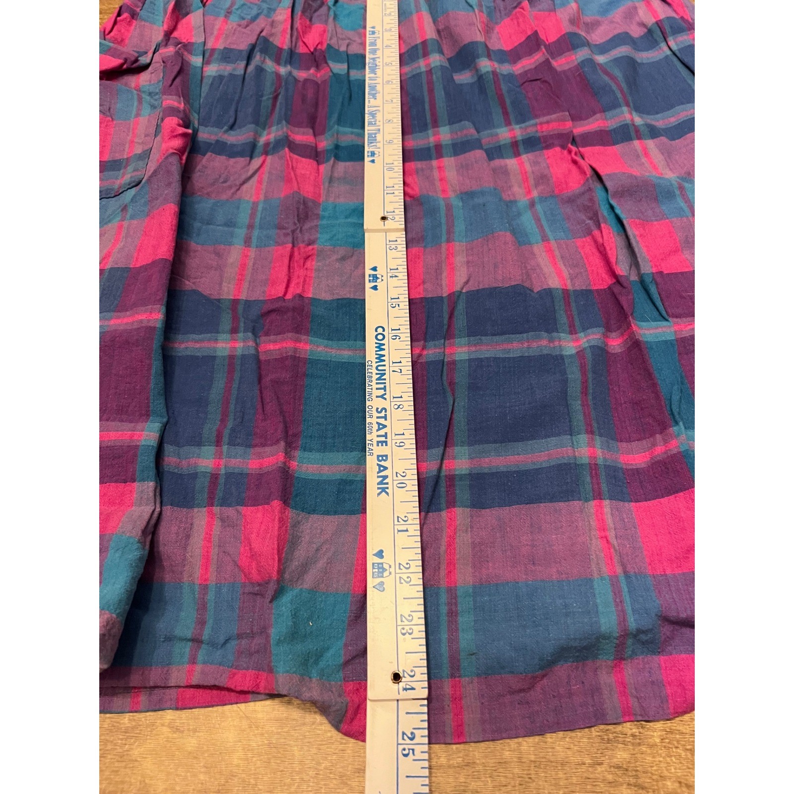 Vintage Unbranded Handmade Women’s Jumper Dress Pink Blue Plaid Country No Tags