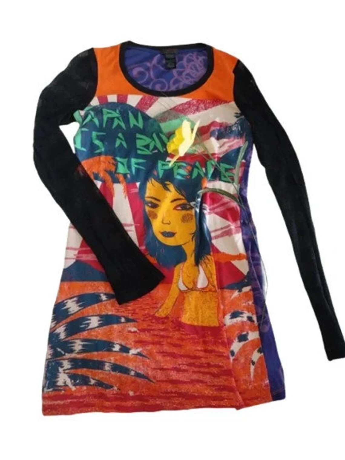 Vintage Y2K Custo Barcelona blouse with face print | Custo Barcelona Colorful