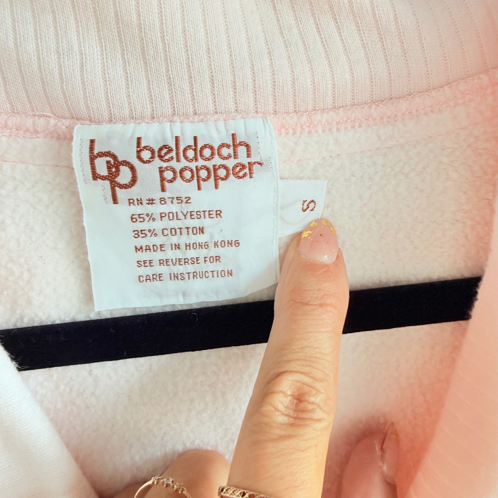Vrtg 80s Sweatshirt Beldoch Popper Shawl Collar Pink Pullover Preppy Fleece S