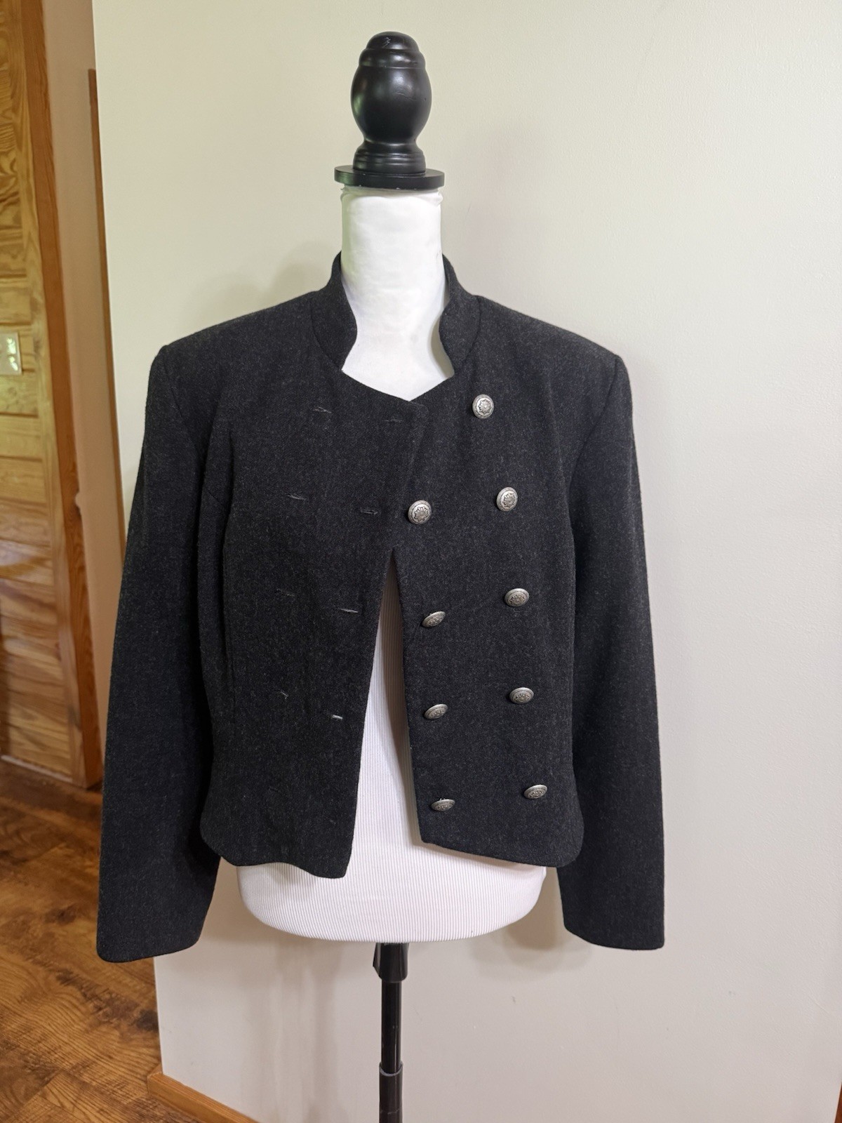 VTG Sharon Young 100% Wool Sz 10 Pant Suit Military Double Breasted