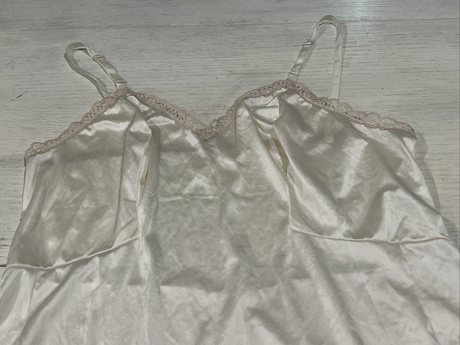 Vintage Slip Women’s 36 Full Ivory With Lace Trim Adjustable Straps