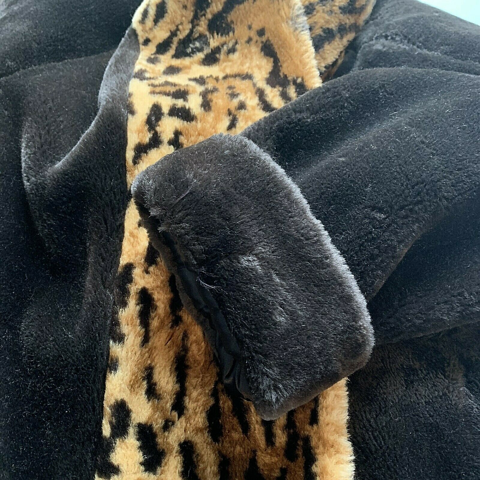 Vintage Monterey Fashions Woman Large Dark Brown Faux Fur Swing Coat Made in USA