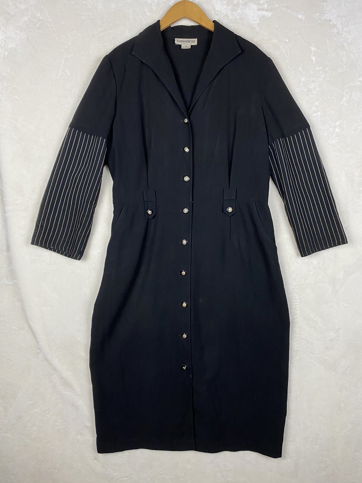 Vintage Danny & Nicole Dress Womens 18 Sheath Midi Pockets Darted Romantic Goth