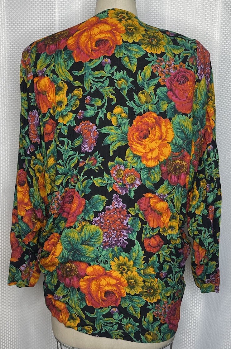 VINTAGE KAREN KANE WOMEN’S BLAZER OPEN FRONT LONG SLEEVE FLORAL PRINT SIZE XS