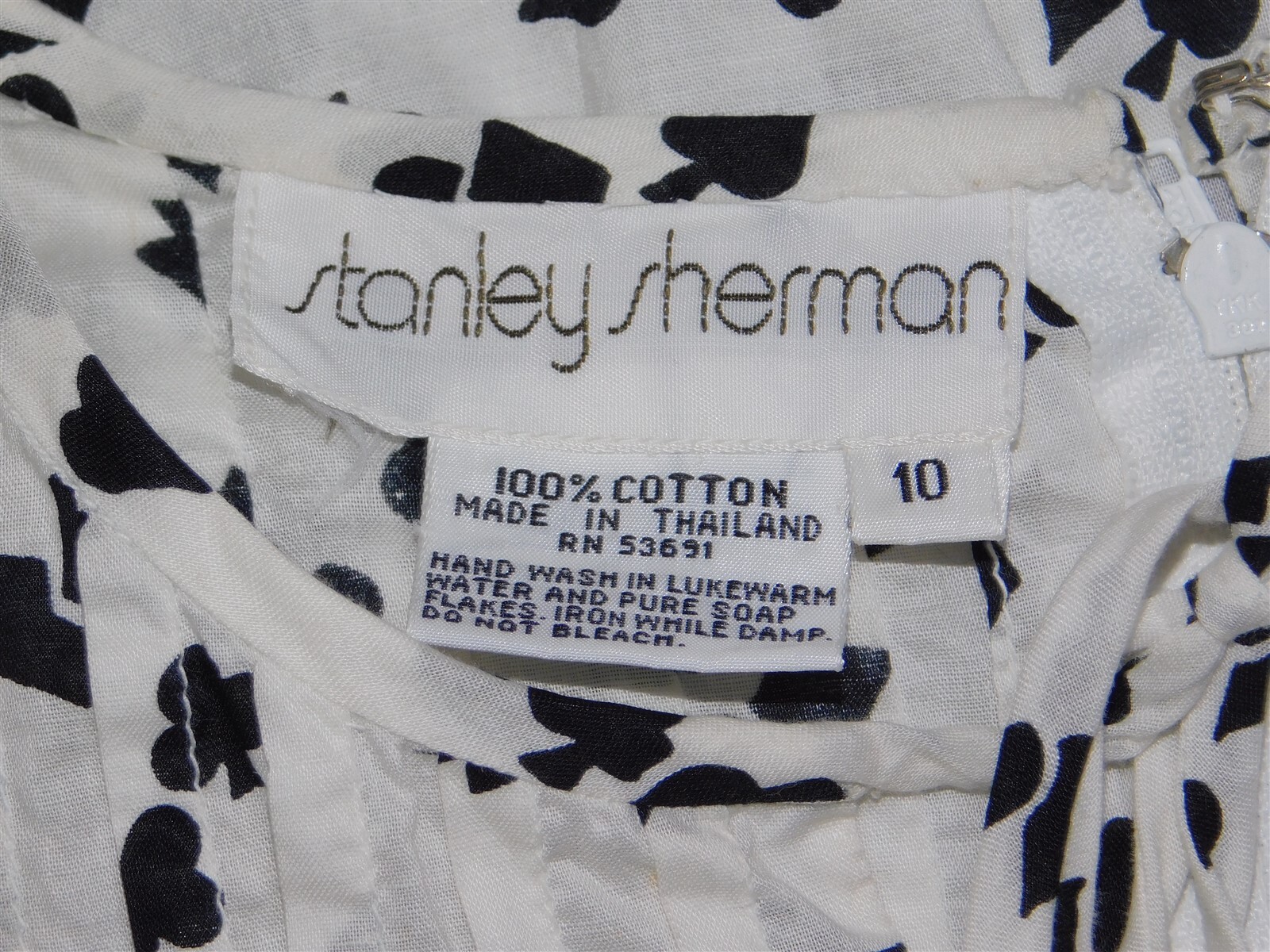 Vtg Stanley Sherman Black White Playing Card Suit Long Sleeve Dress Size 10