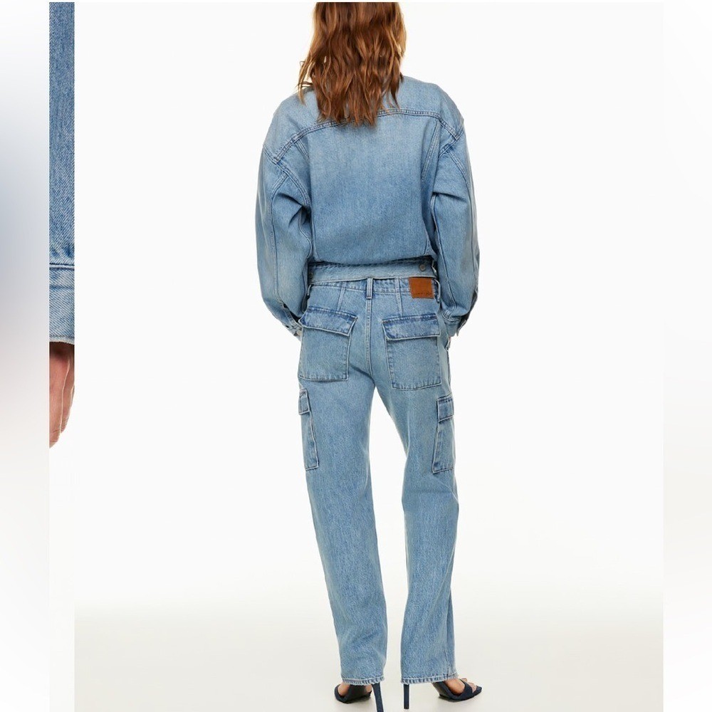 Denim Forum The ’90s Edie Lo-rise Cargo Jean in 7 Yrs Pctr Ths Bleu Size 24 NWOT