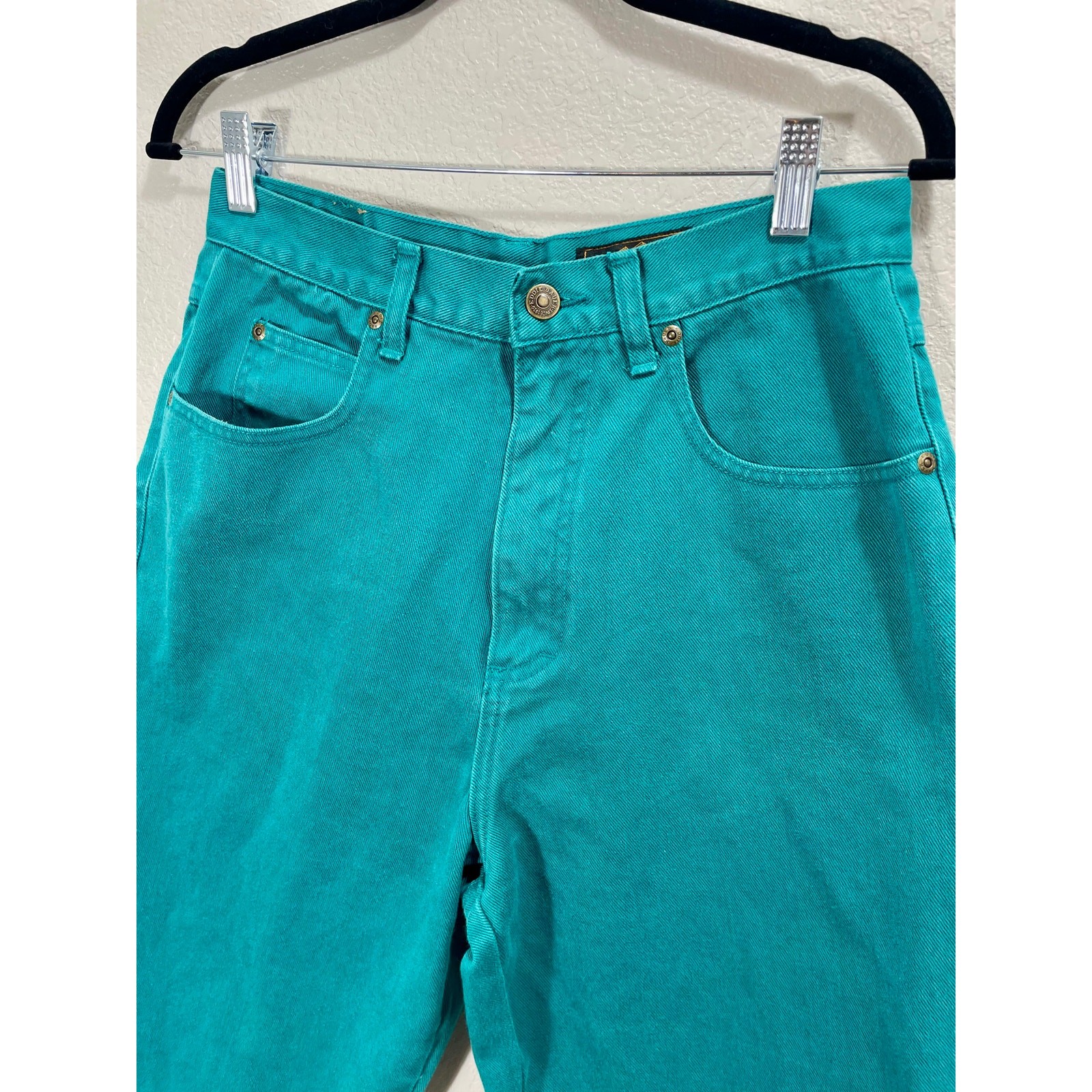 Vintage 80s Eddie Bauer Teal High-Waist Jeans 28″ Waist Outdoors Western