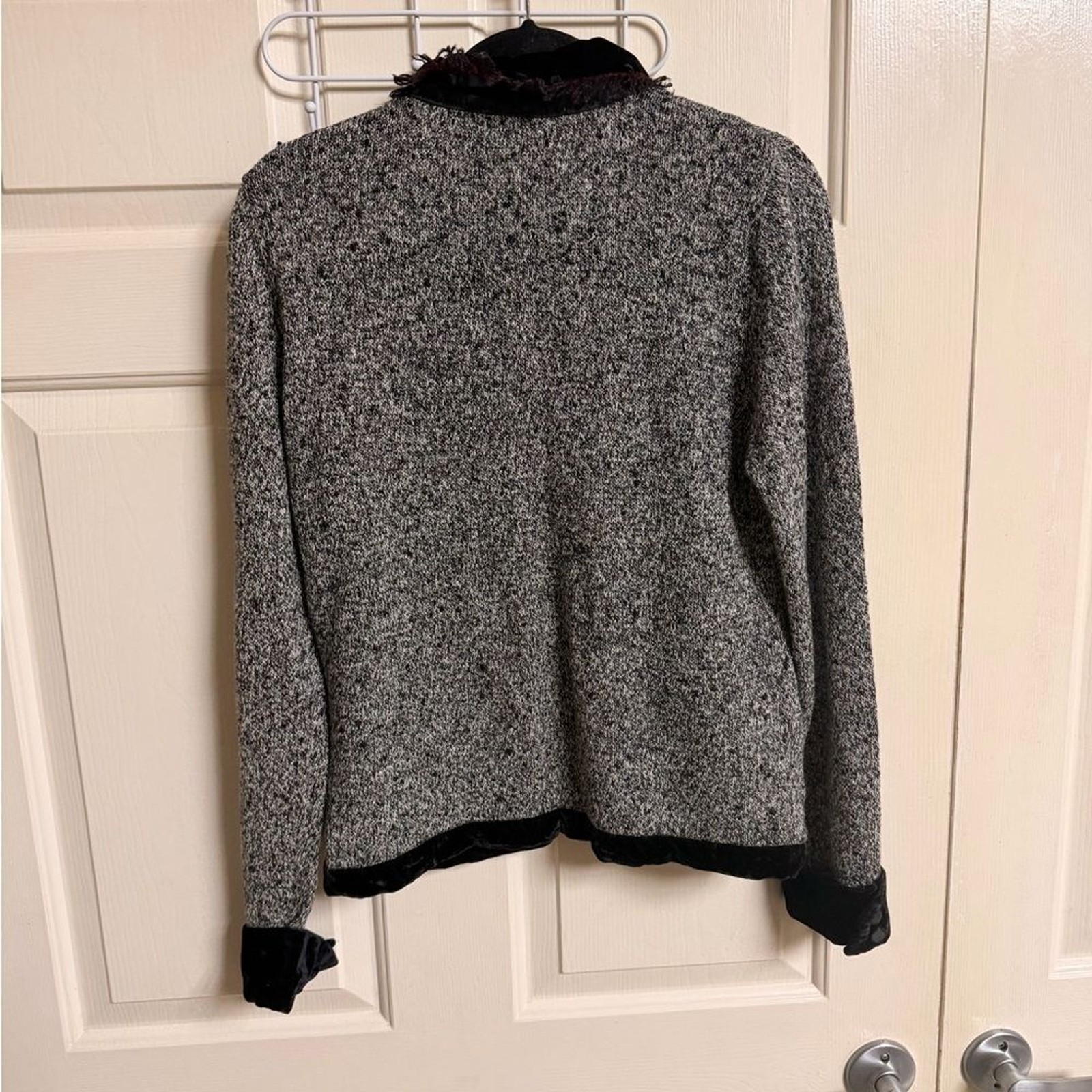 VTG 90s Sharon Young Ramie/Cotton Holiday Velvet Trim Sweater