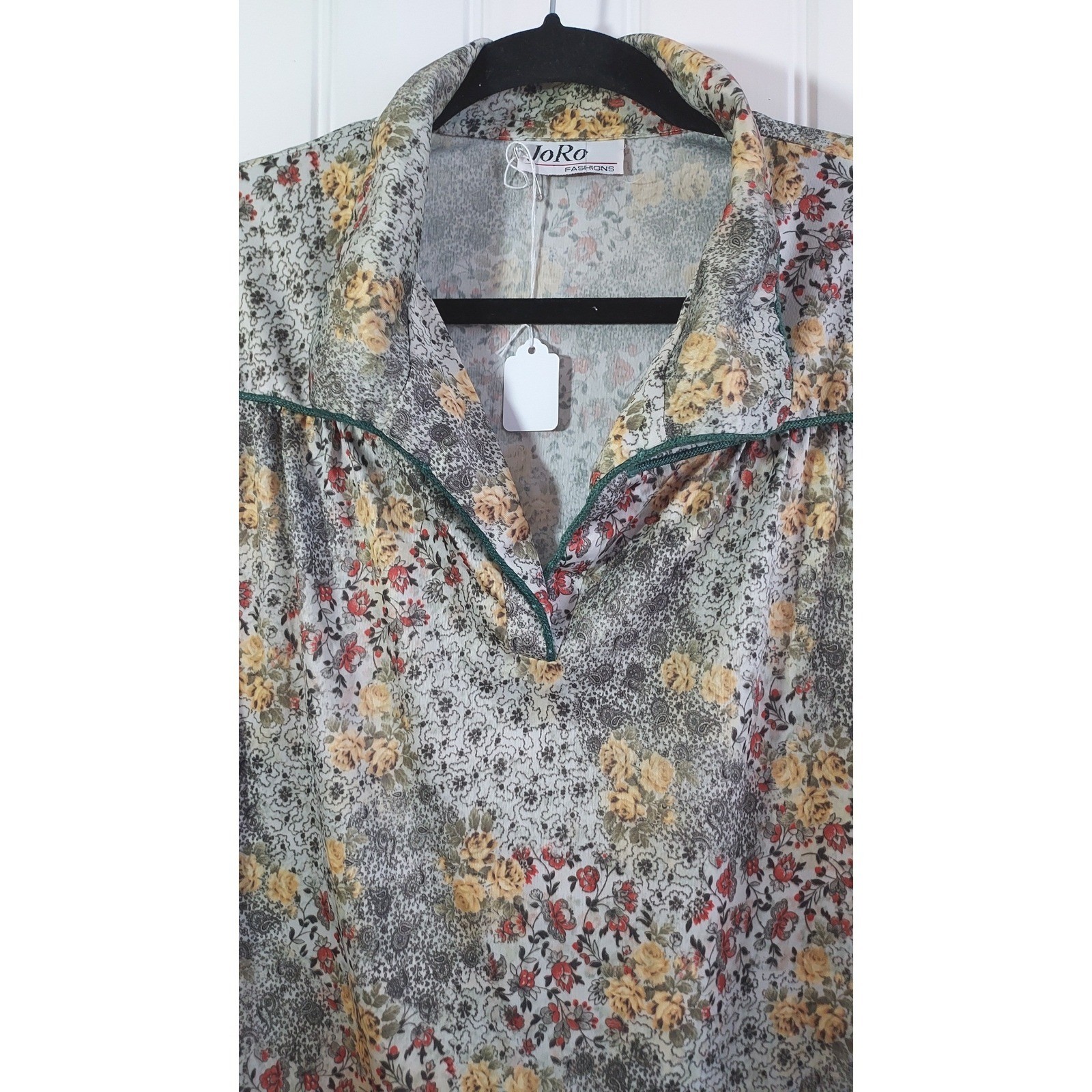 JoRo Fashions Vintage Floral Ditzy Blouse Women L Multicolor Grandmacore Retro