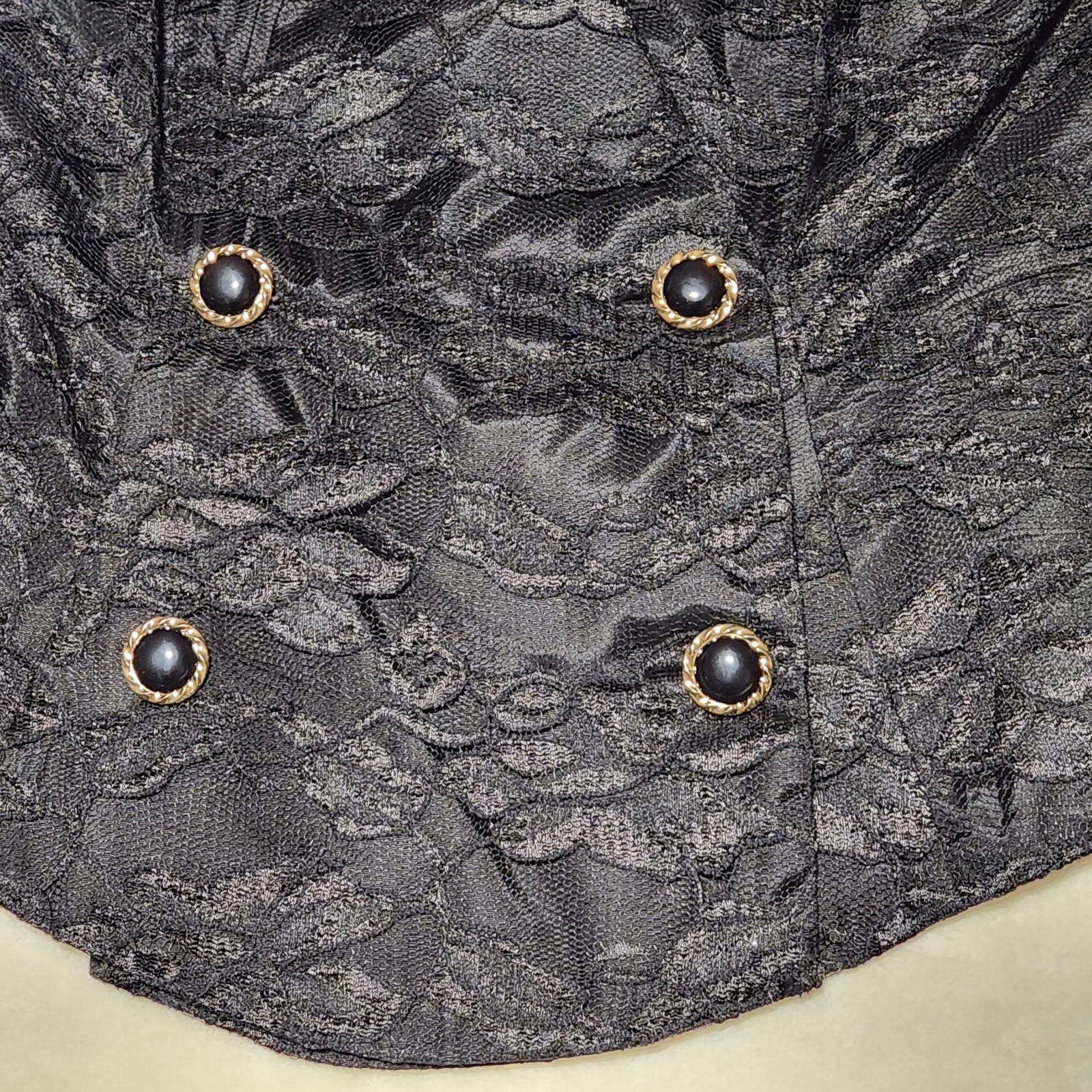 VTG 80s Shuet Young for HW Collections Black Lace Skirt Suit 2pc Set 6 Peplum