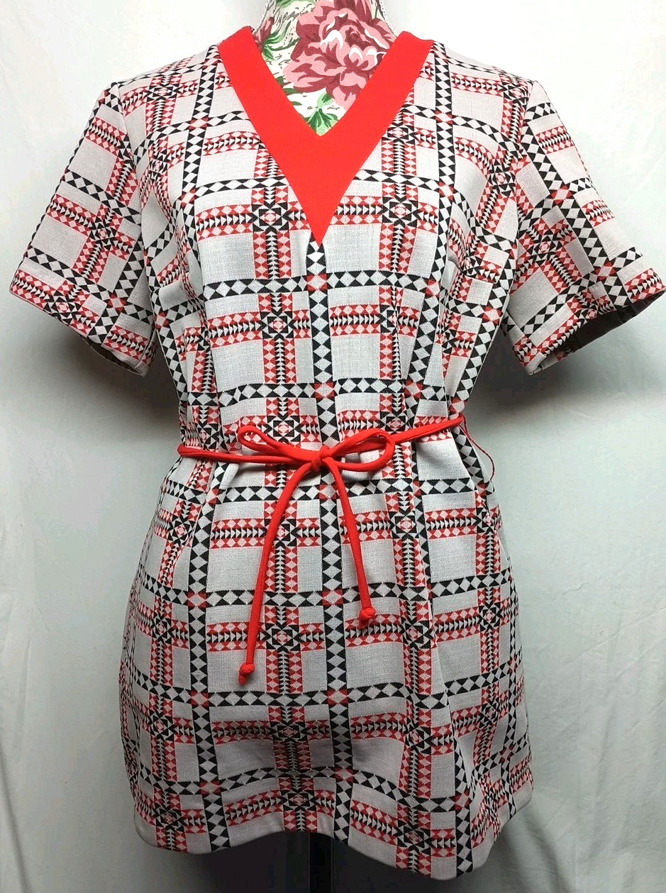 1970s Parkhouse Women 16 VNeck Retro Shirt Hippie Boho That 70s Show Tie Waist