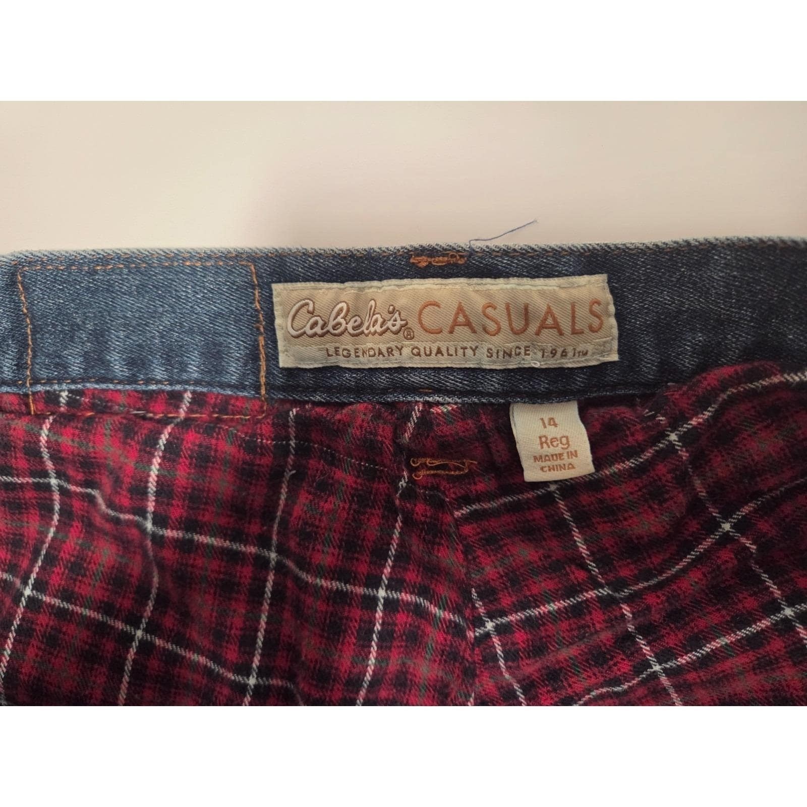 Vintage Cabelas Jeans Womens 14 Blue Denim Dark Wash Flannel Lined Straight Leg