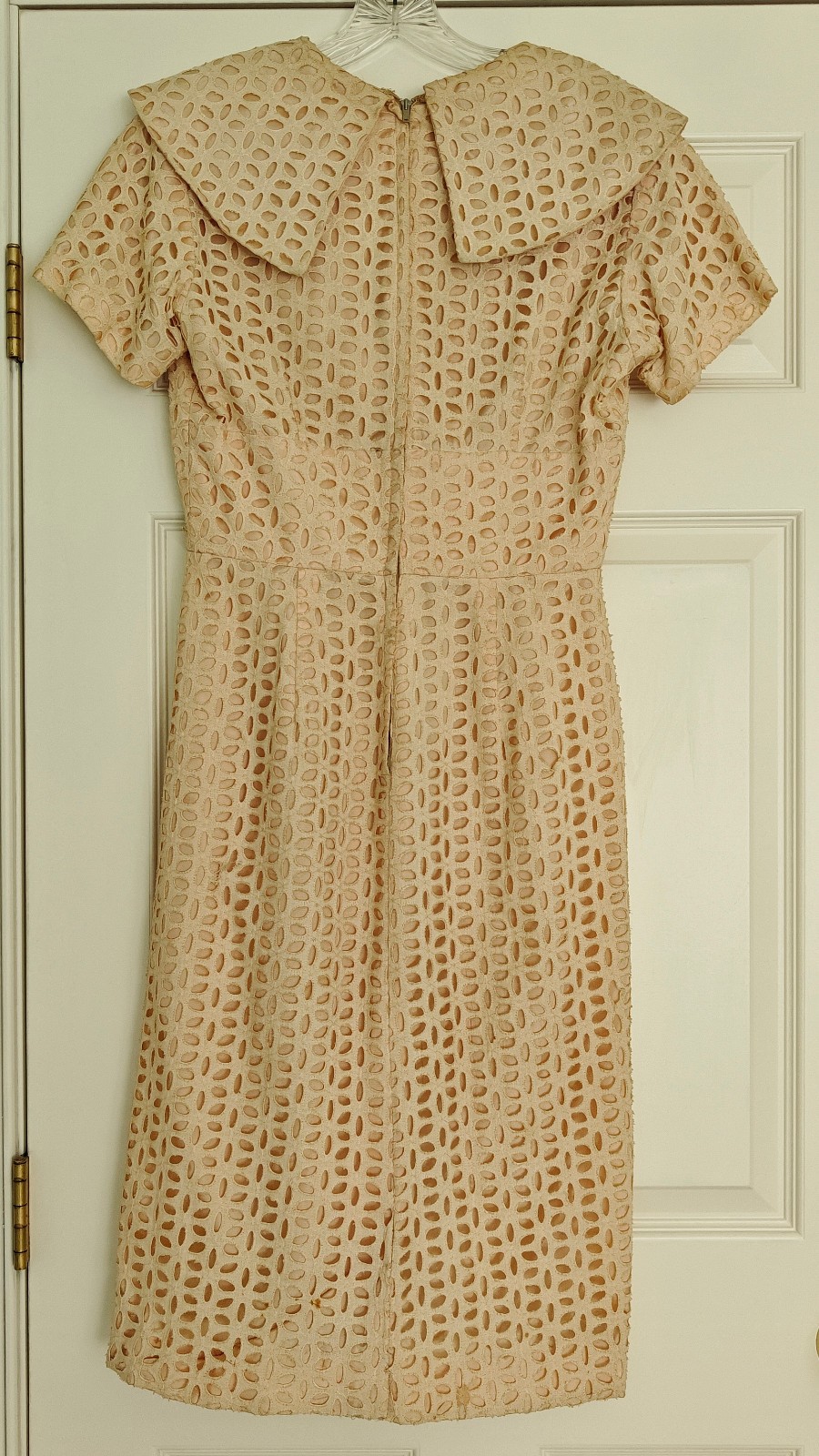 Vintage TOPAZ Original Women’s Dress with cut out eyelet LACE Tafetta 1980s 90s