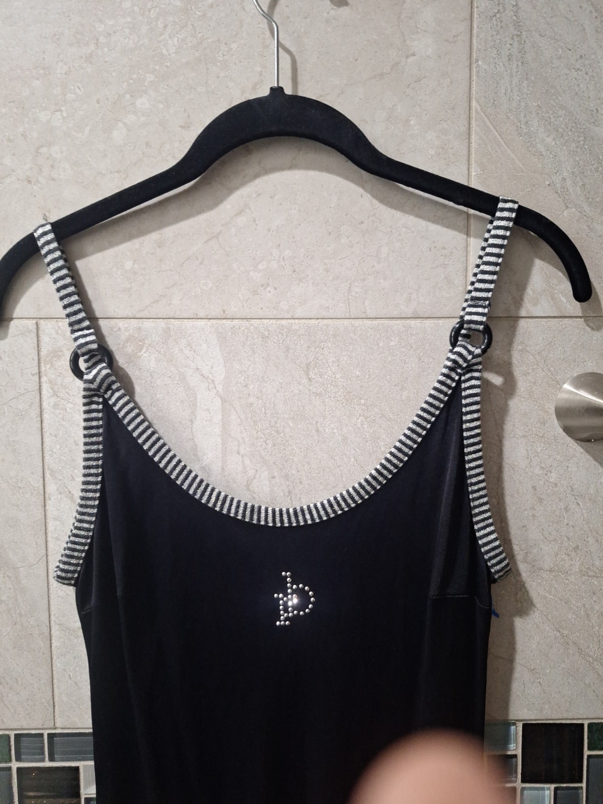 Vintage Rocco Barocco Black Slip Dress 1970s Read Desc