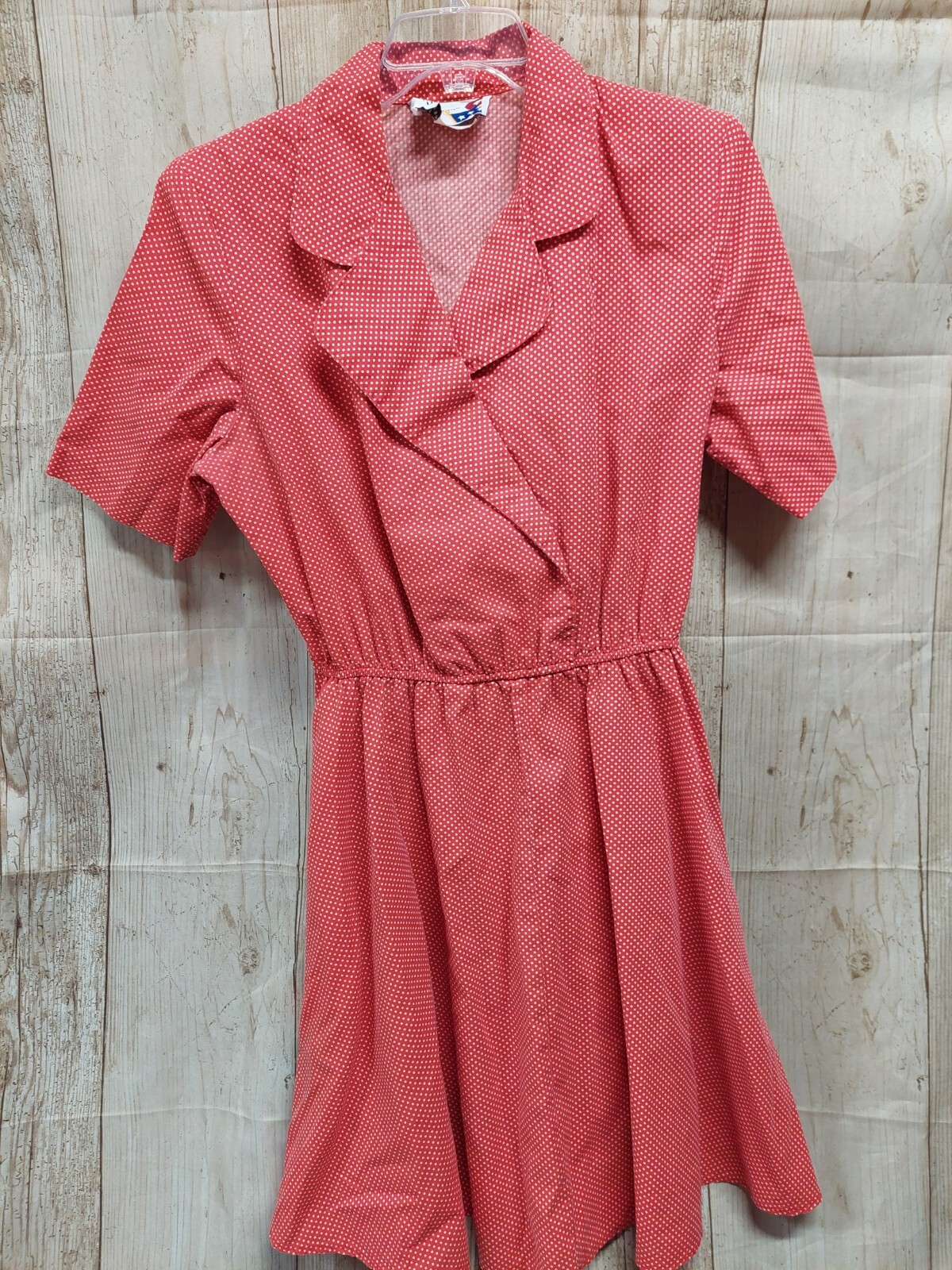 The American Shirt Dress Vtg 80s Size 16 Red Polka Dots Full Skirt Shoulder Pads