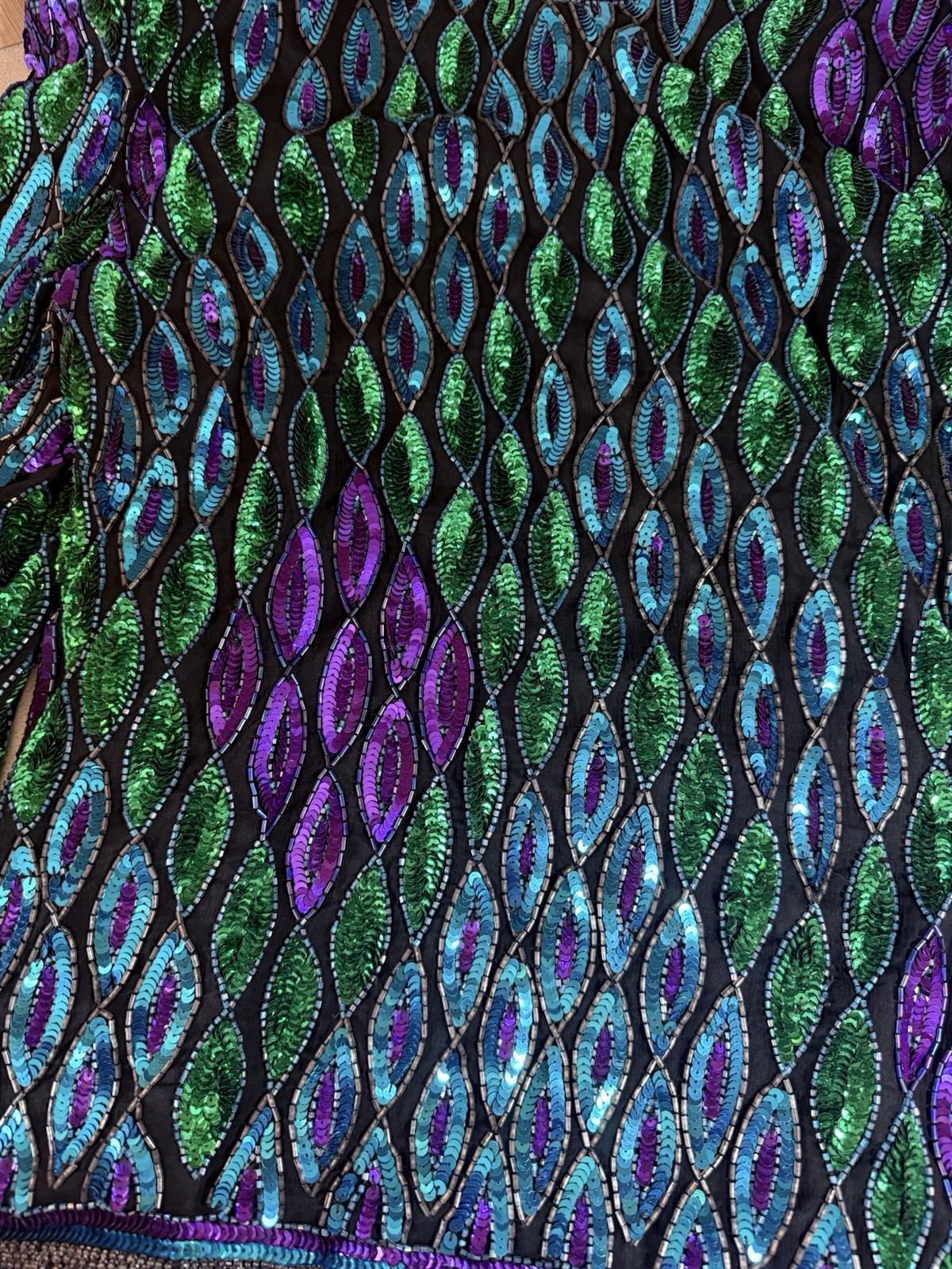 vtg 1980s Laurence Kazar New York sequin and beaded evening cardigan jacket Lg