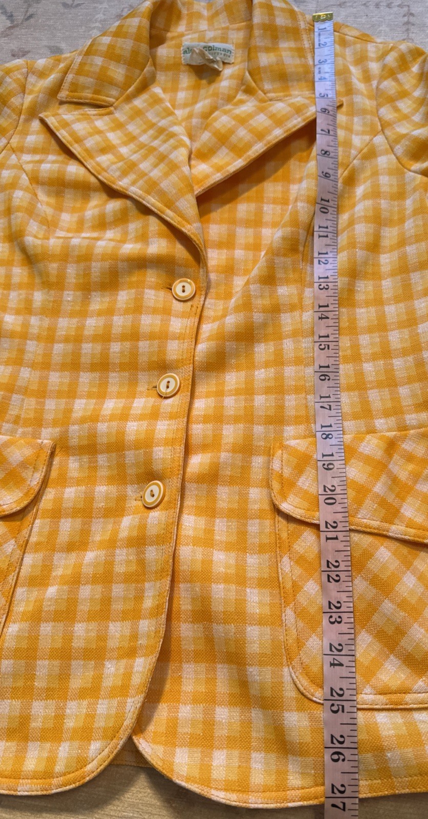 Vintage 1970’s Alex Colman California Plaid Blazer Jacket Dagger Collar S/M