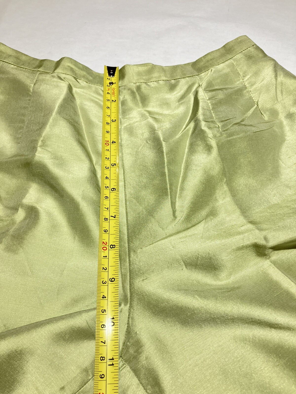 kate hill lime green shoulder pads two piece silk womens suit size 6top/4pants
