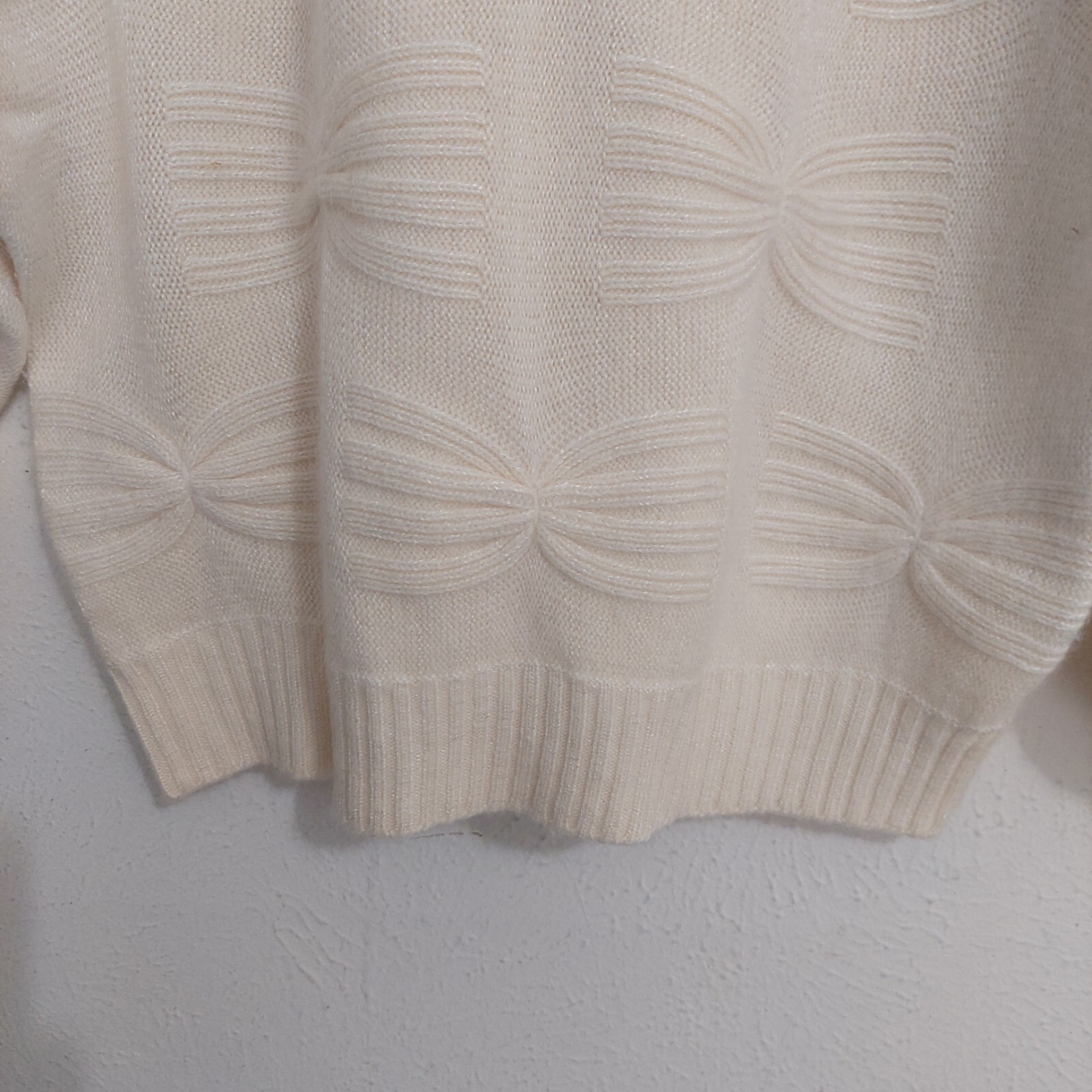 Schrader Vintage 80s Cream Knit Sweater Wool Angora Blend Butterfly Effect Sz M