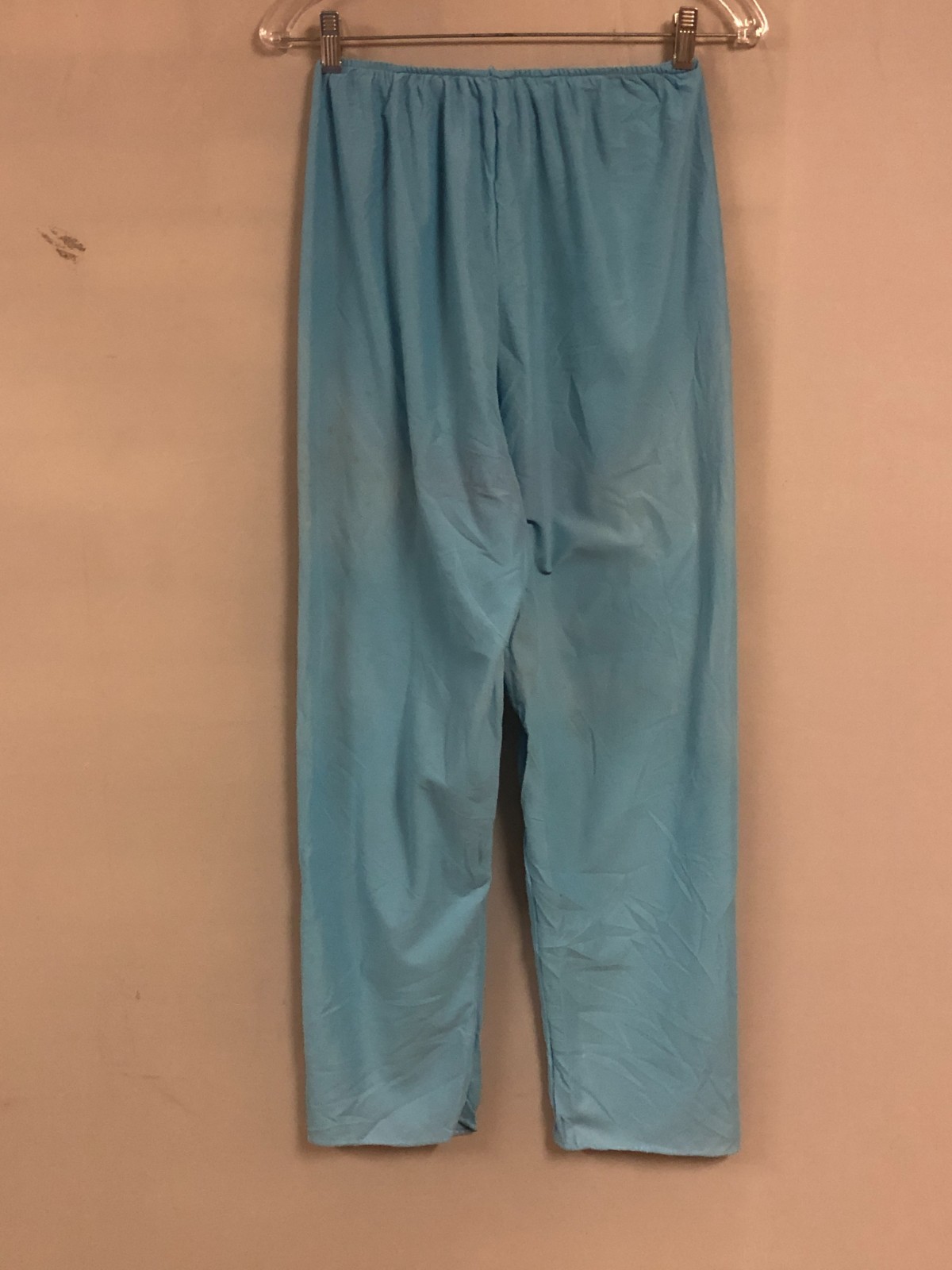 Vintage 70s Blue Pajama Set M Acetate Nylon Lace Smocked Floral NOS USA