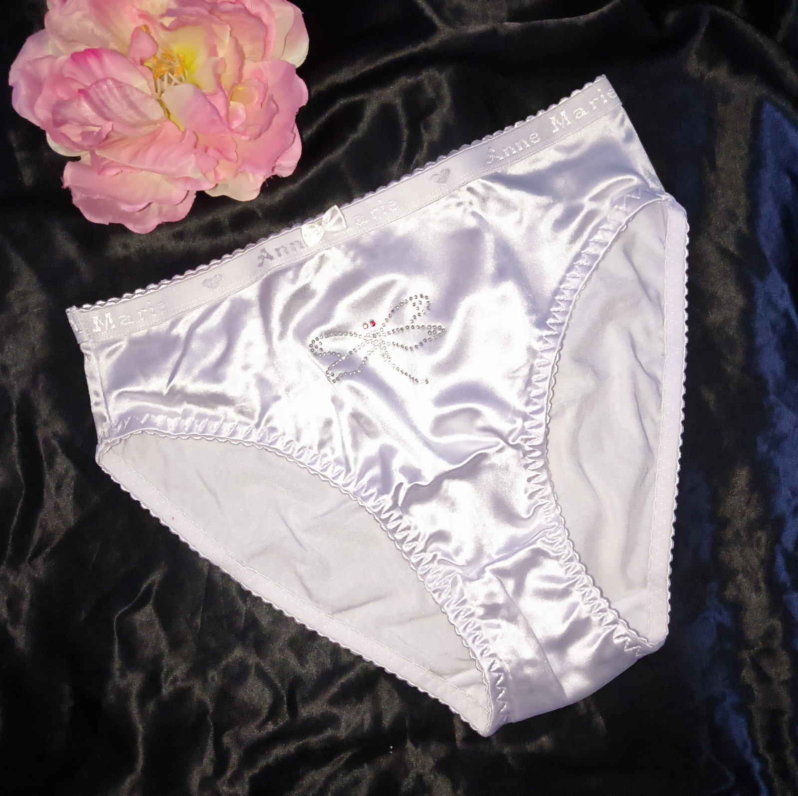 Vintage Anne Marie Second Skin Satin Bikini Panties White 🤍 Dragonfly Size: M/L