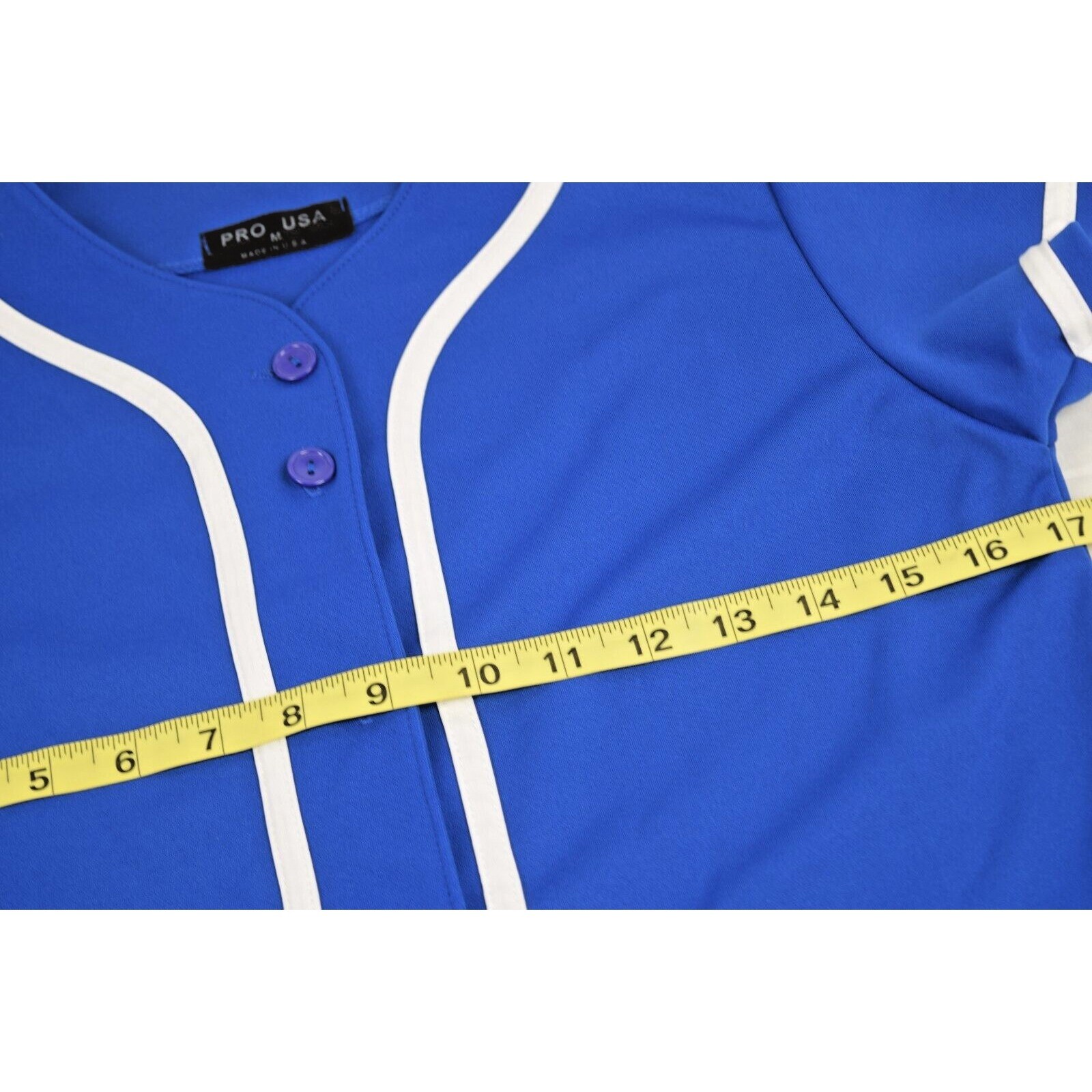 Vintage Jersey Shirt Size M 80s Top Pro USA Vibrant Blue White Trim Made USA