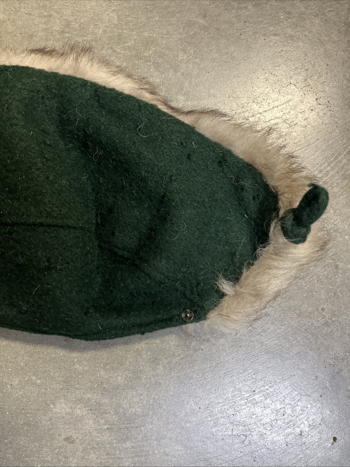 VTG 1940s Hunter Green Wool & Fur Replacement Hood Button Front Loop Attachments