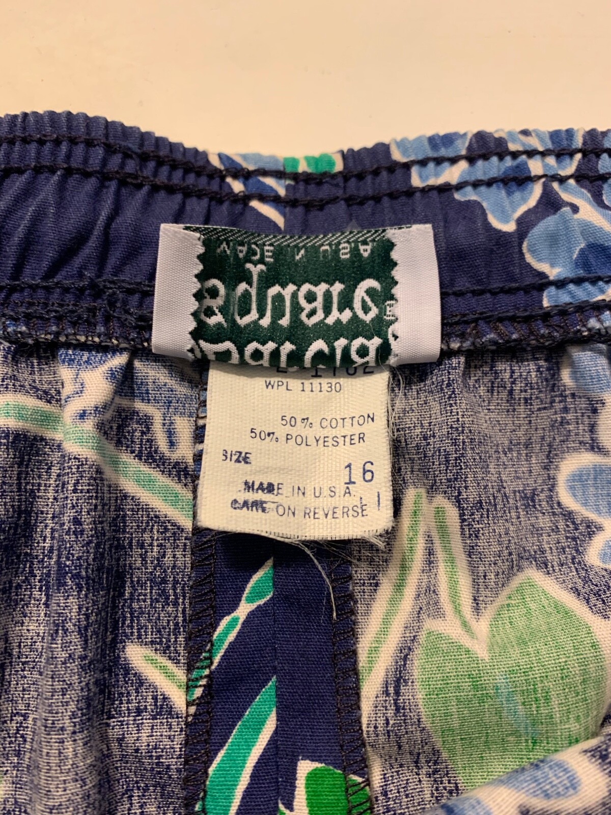 Vintage Barclay Square Skirt Navy Blue with Butterfly Floral Print Size 16 USA