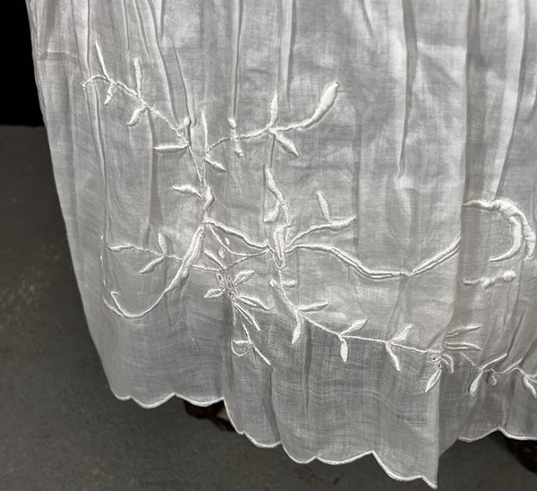 antique petticoat long cotton lawn embroidered ruffle 1890s repair repurpose