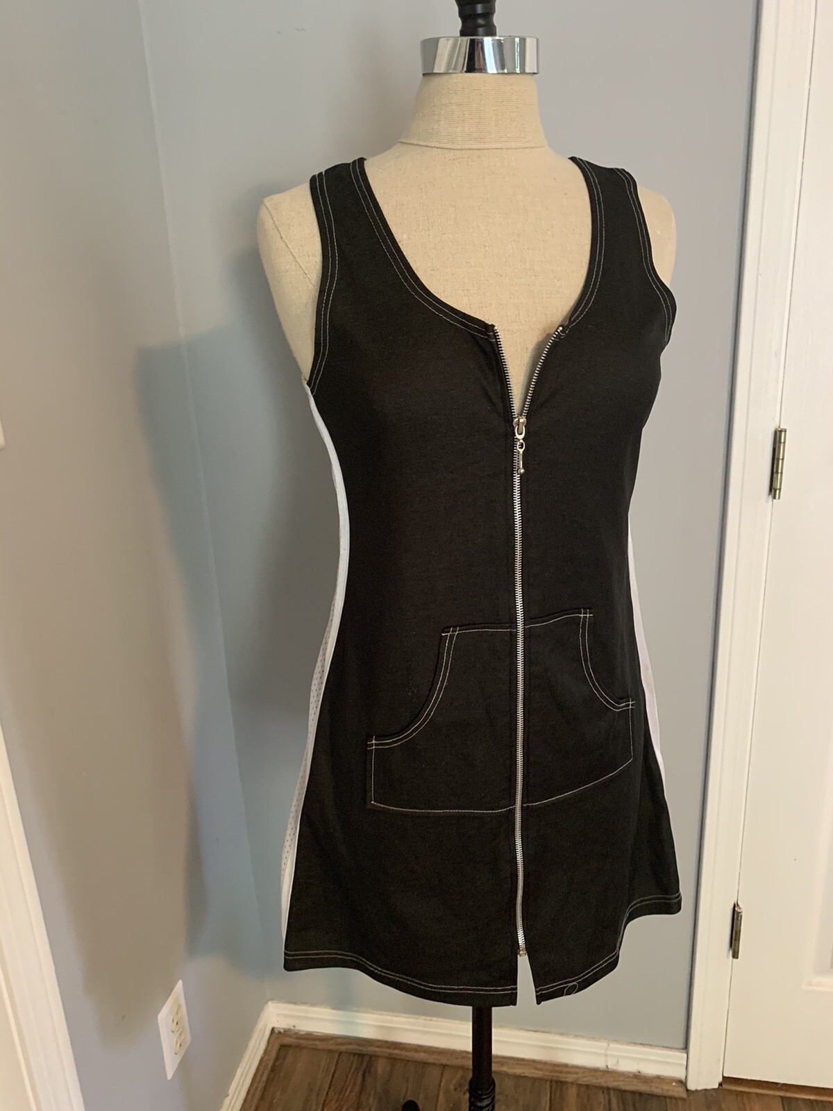 Vintage 90s Raver Dress Light Reflective Cyber Goth Club Kid Mod Futuristic