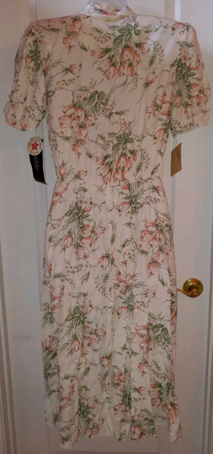 Vintage Carol Anderson Rose Bouquet Novelty Print Rayon Dress Cottagecore NWT