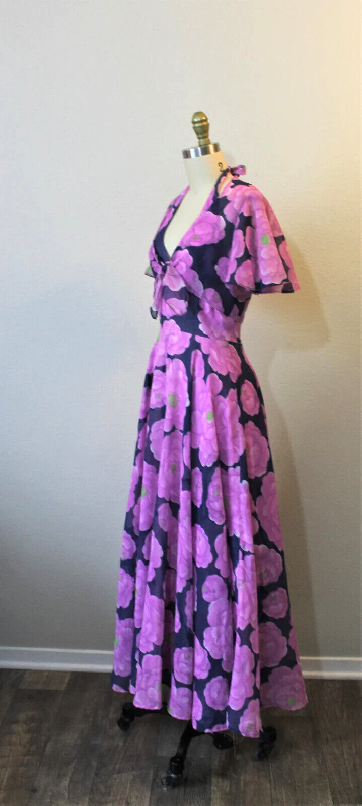 VTG 70’s floral voile halter dress full sweep skirt and matching jacket