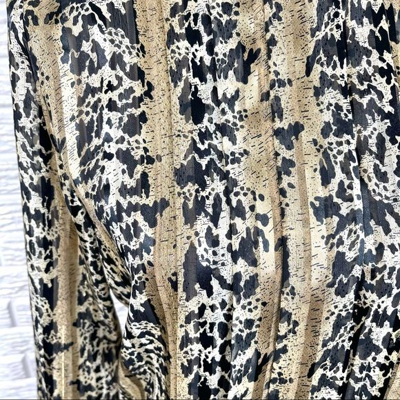 Vintage Nicola Animal Print Pleated Shirt Size 8 Leopard Gold Black Cream