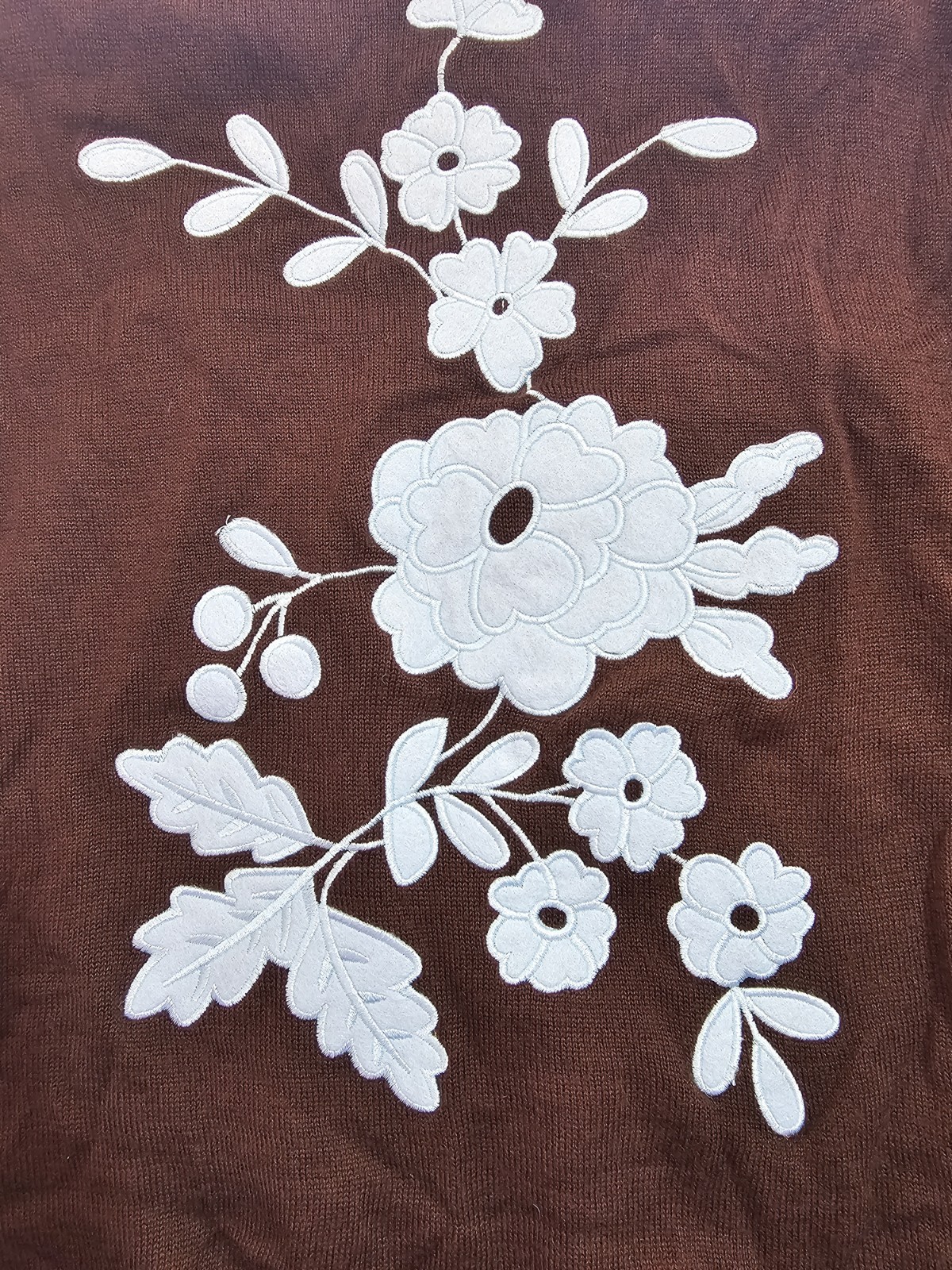 Bob Mackie Wearable Art Vintage Embroidered Cardigan Sweater Brown Size M