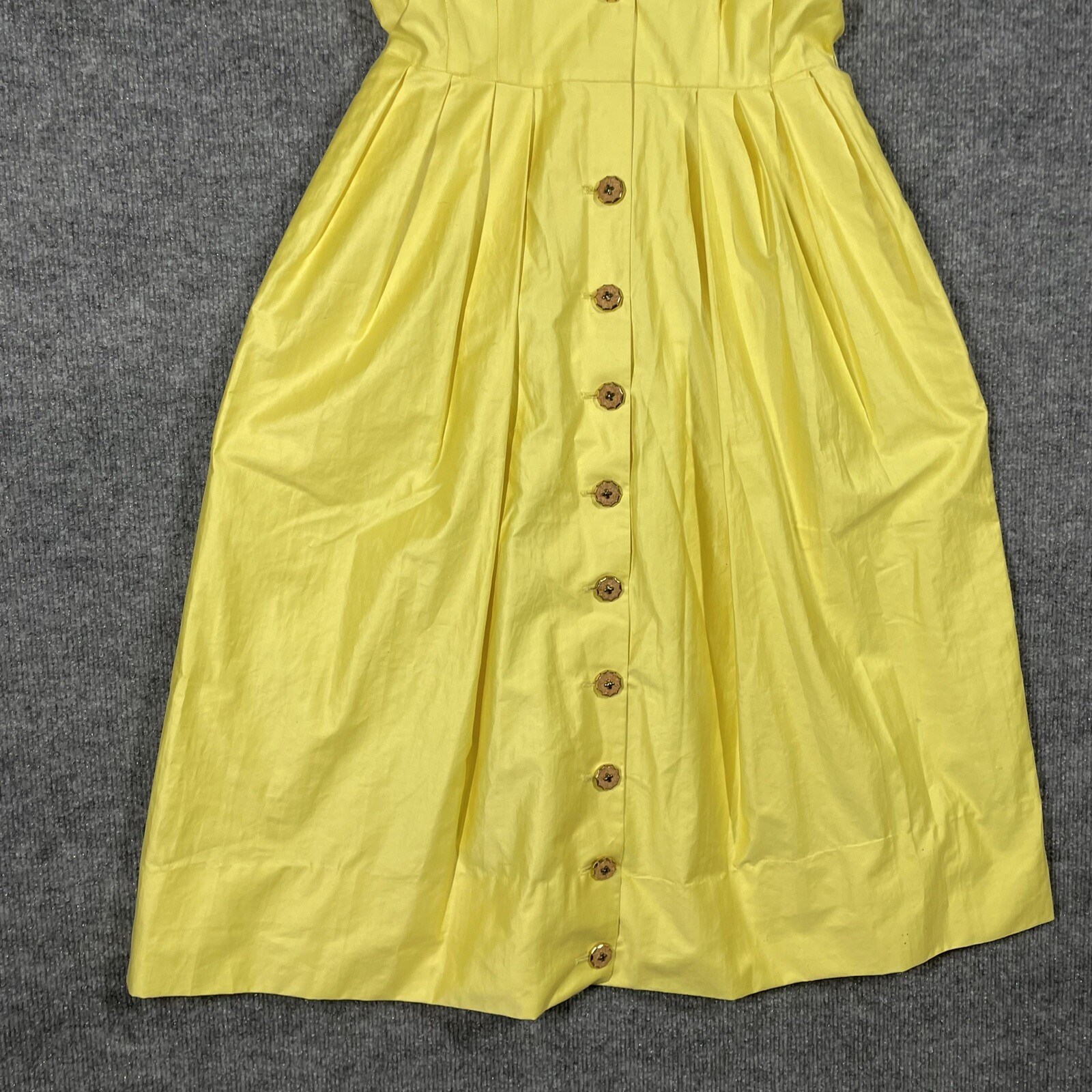 VINTAGE 50s Town & Country Club Dress Small Polished Cotton Day Tea Swing Yellow