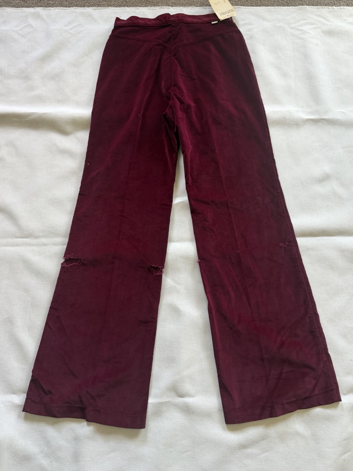 1970s VTG Levi’s For Me Burgundy Velvet Pants USA Tag Size 14 TLC Rare NOS