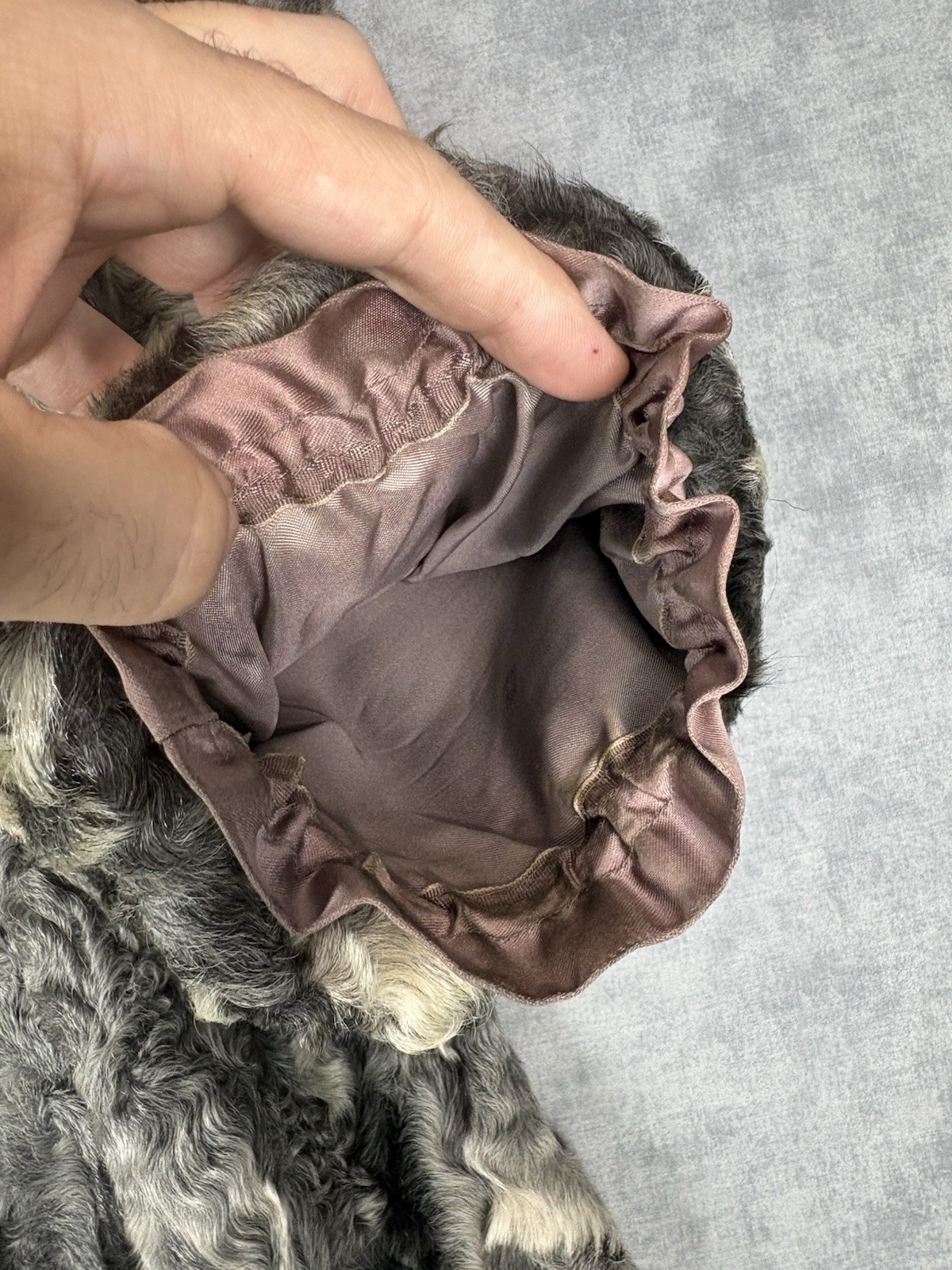 Vintage Persian Lamb Karakul Fur Coat Mink Collar Gray German Furrier M/L
