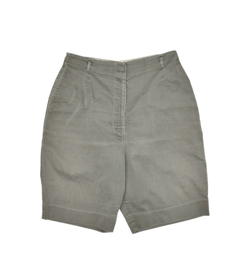 Vintage 70s Shorts Womens 10 28 Pleated High Waist Faded Olive Green Military