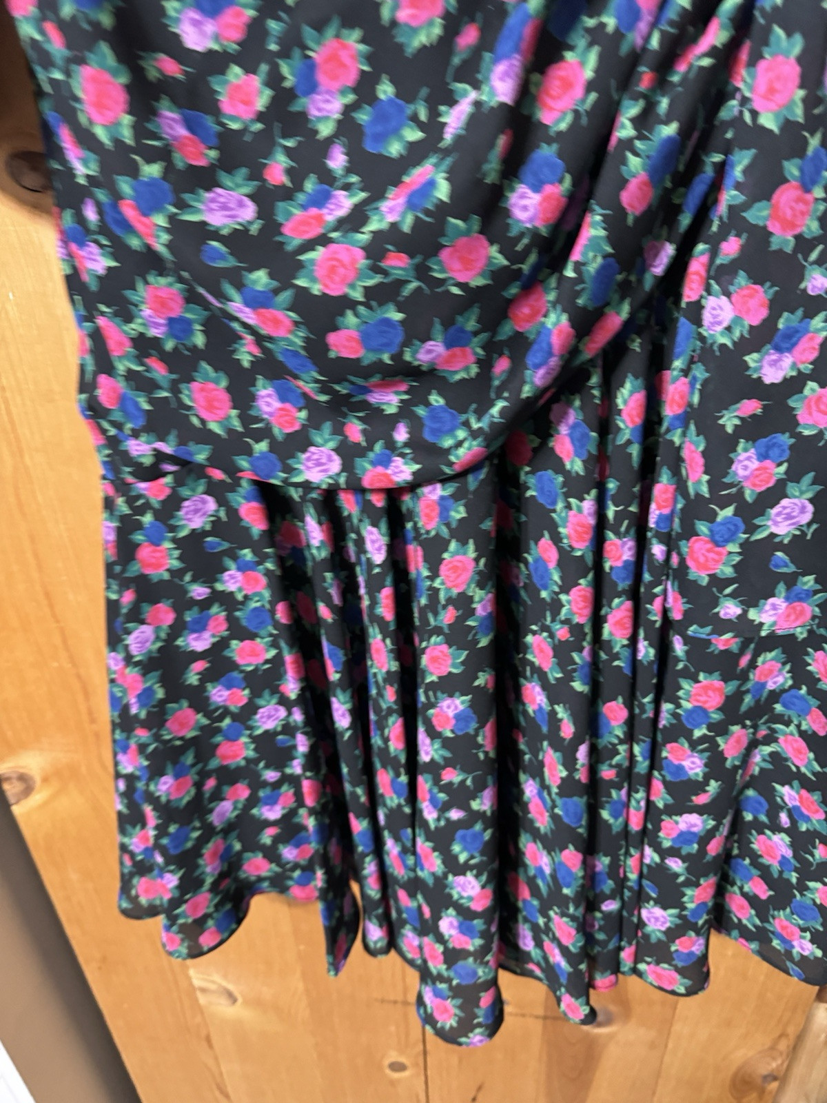 VTG 80s LIZ ROBERTS PUFF By Mary Ann Lamonte Floral Side Wrap Women’s Size M/L