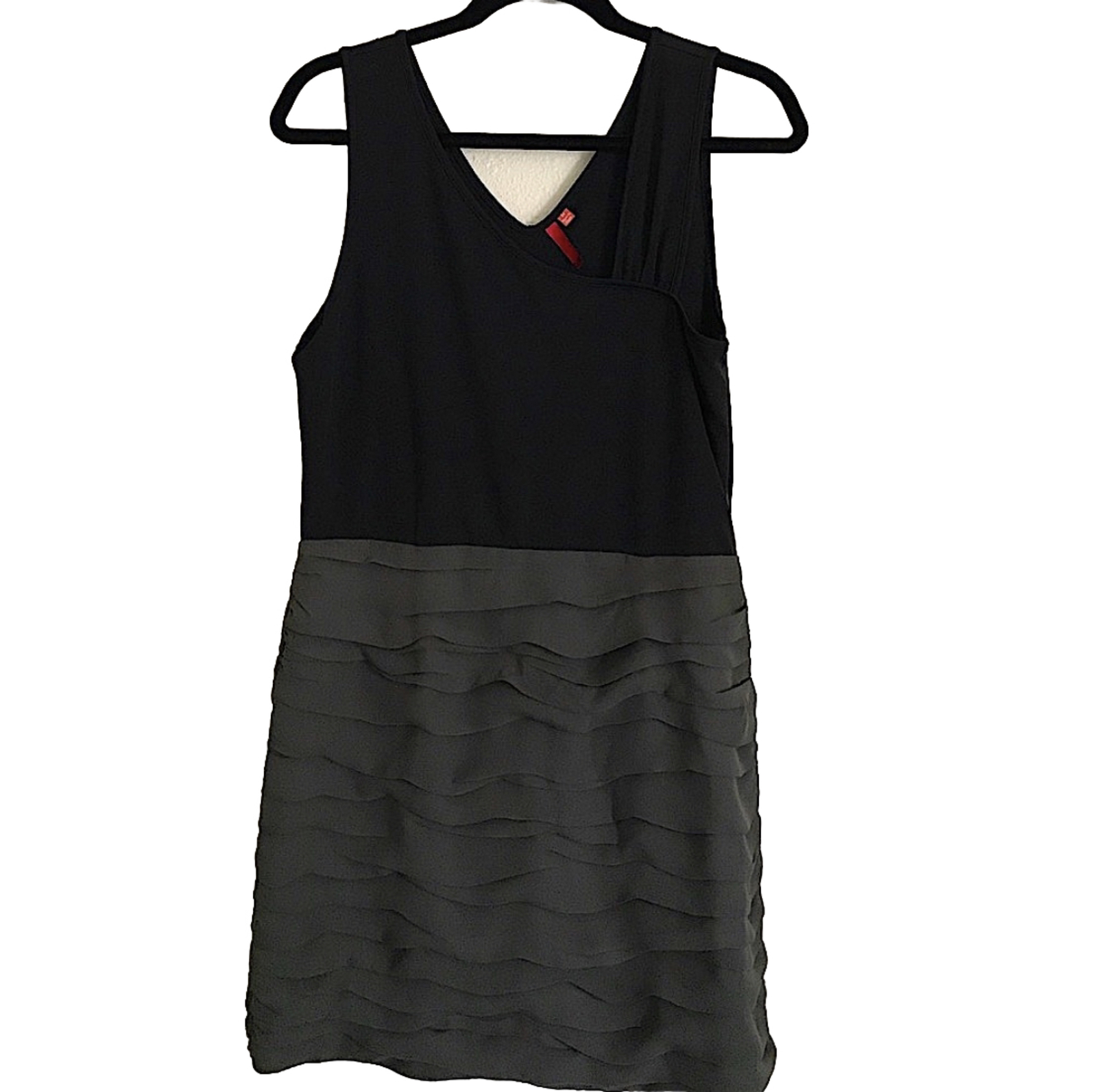 Saks Fifth Avenue Cocktail Bondage two tone green black ruffled mini Dress M