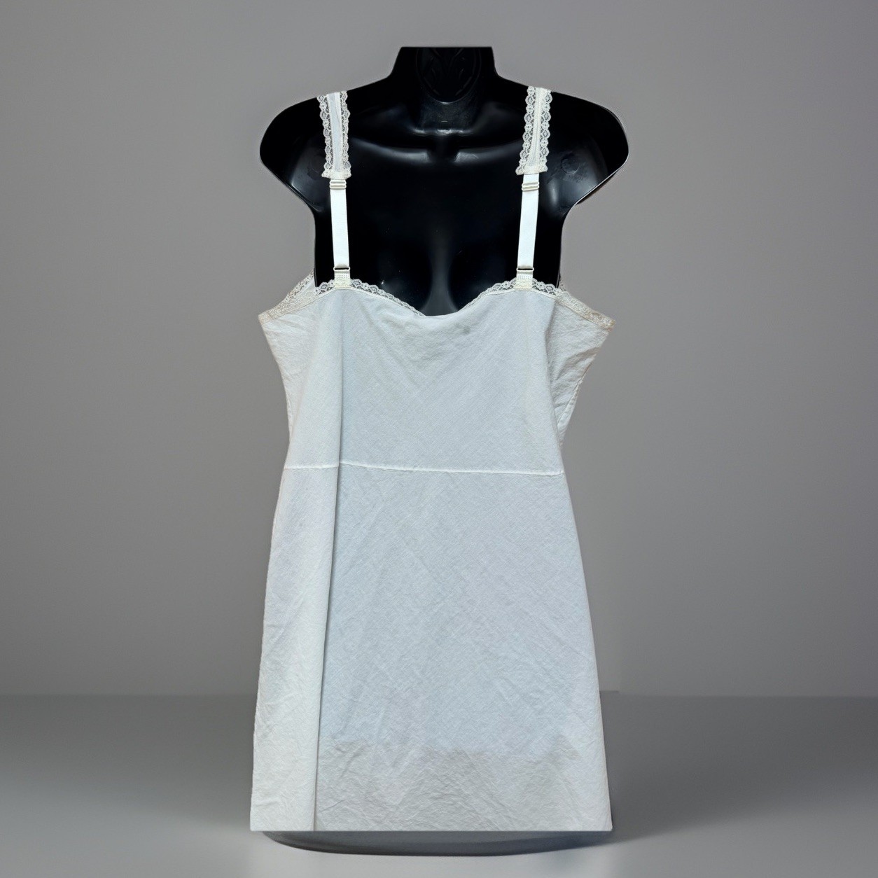 Vintage Velrose Slip Nightgown White Cotton Bust 40/Size L Pristine