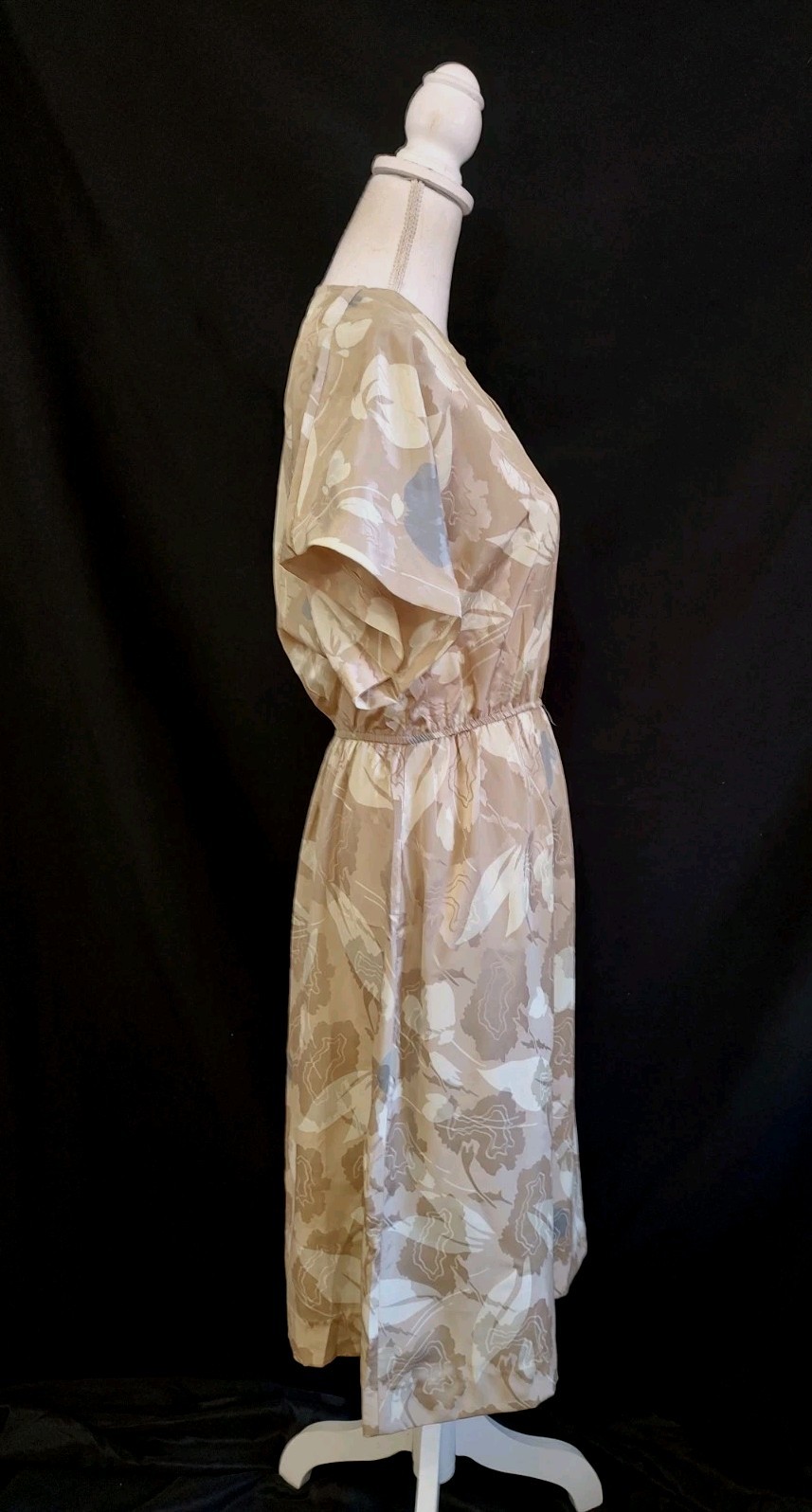 80s Vintage Dress Pellini Petites by Von Branlett Silky Poly Floral Office 7/8 P