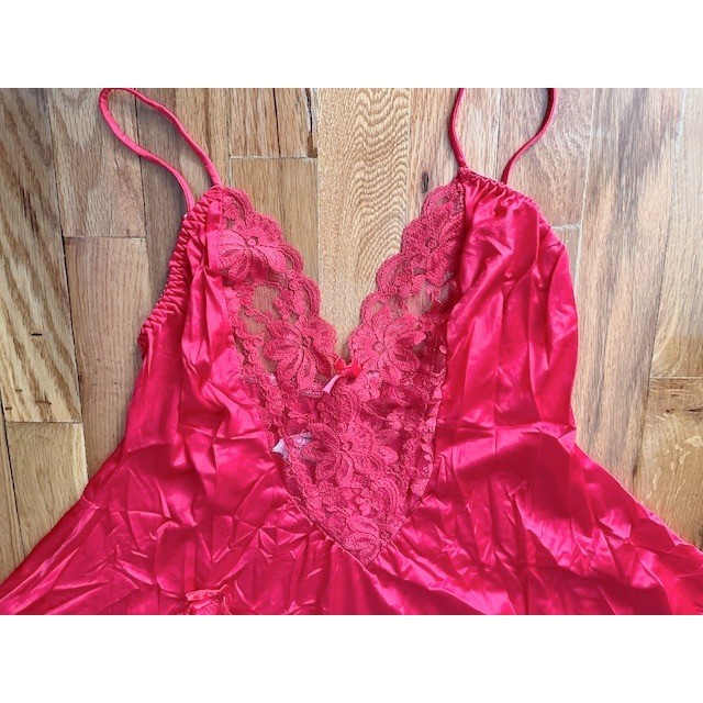 Vintage Darling body fashions Red bodysuit teddy lace lingerie size M