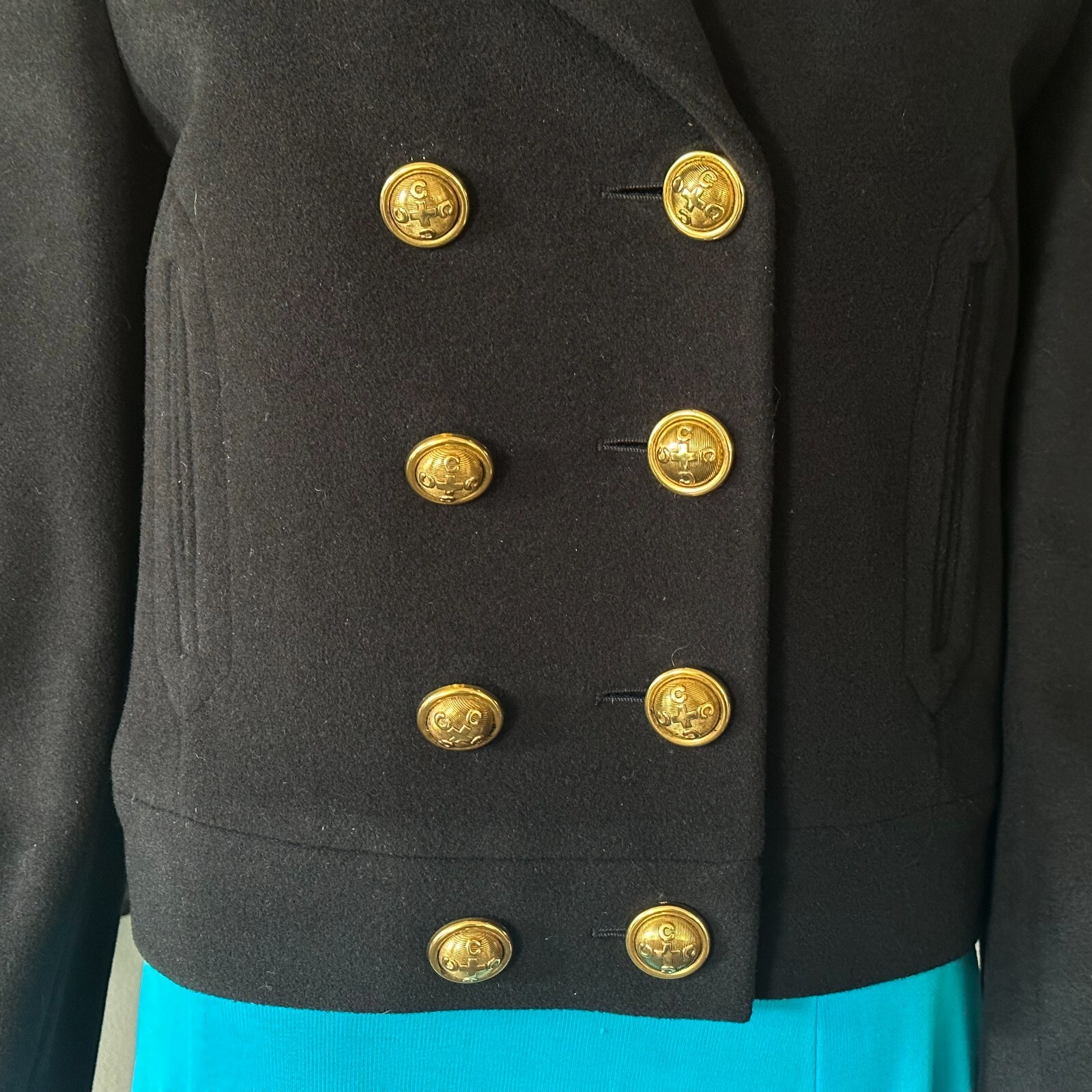 MOSCHINO CHEAP and CHIC blue navy wool & mohair jacket size 42 from F/W 1992/93