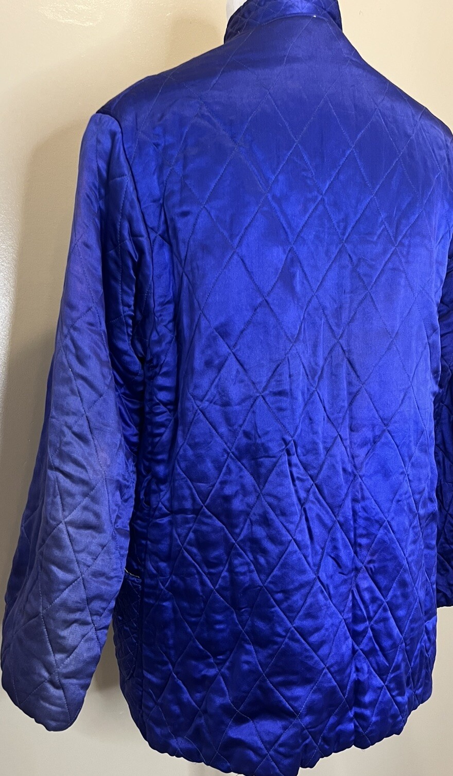 Vtg 50s Japan Quilted Jacket Lounge Set Embroidered Blue Satin Sun Bros Asian
