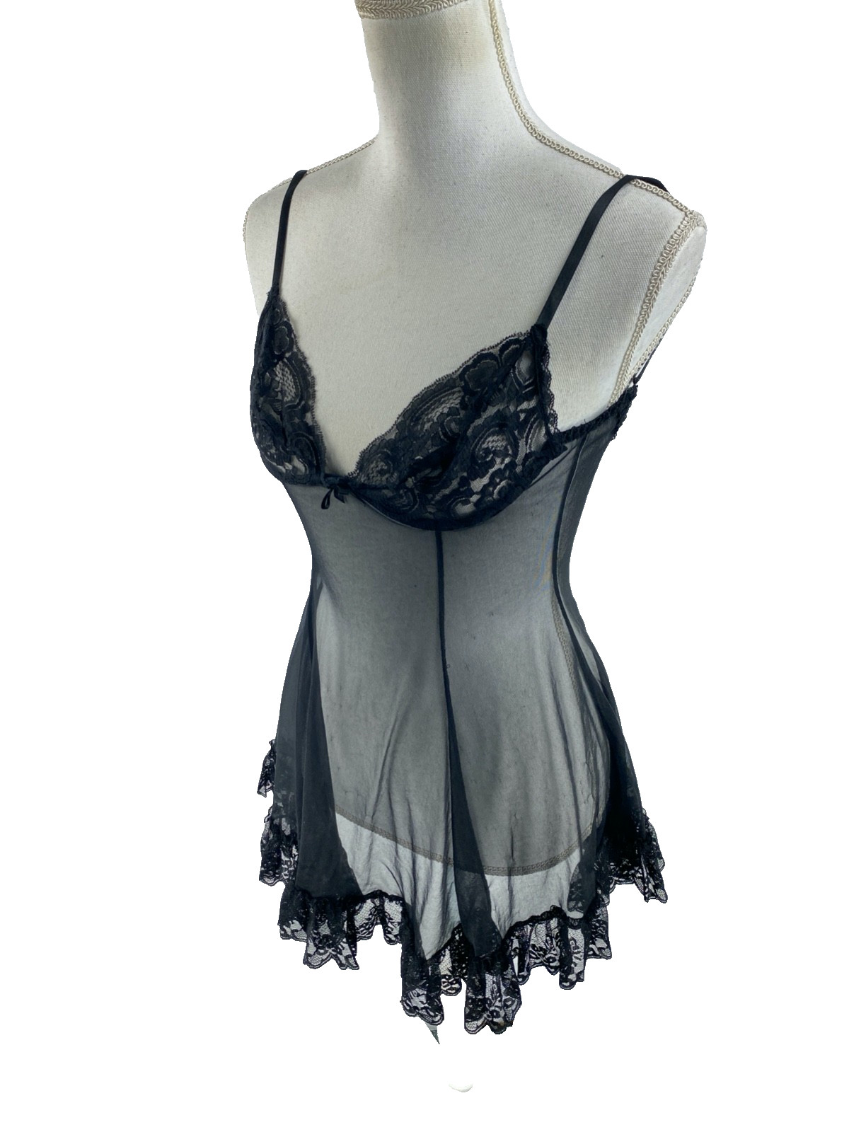 Andrea Kristoff for Escante Vtg 80s Lingerie Size S Intimate Nighty Lace Sheer